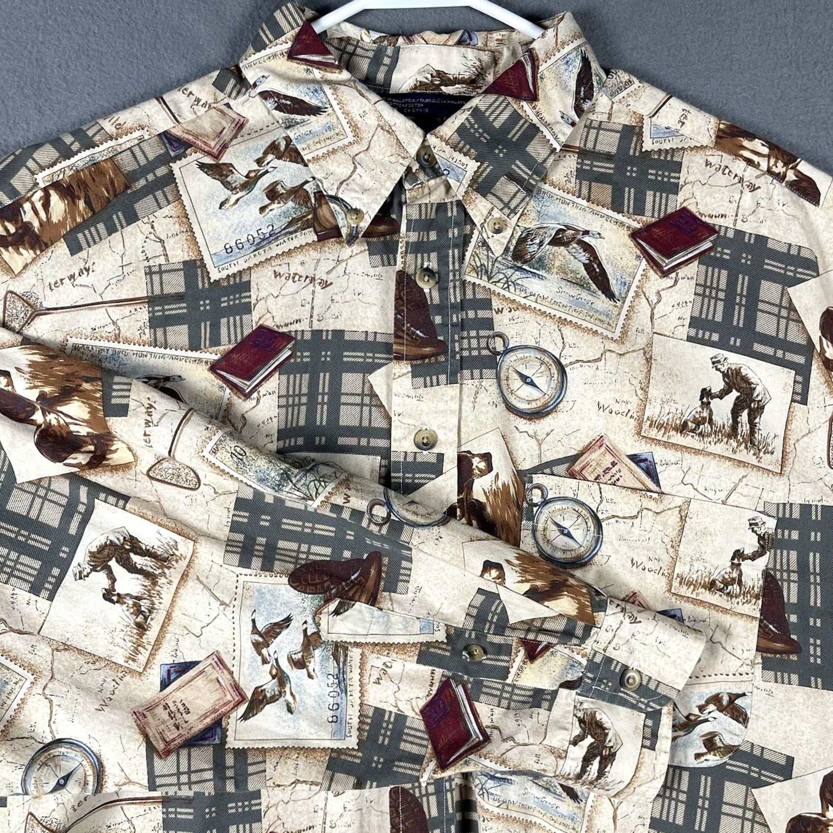 Nautica VINTAGE Nautica Shirt Men XL All Over Print Hunting Dog Duck Stamp Button Down LS Size US XL / EU 56 / 4 - 2 Thumbnail