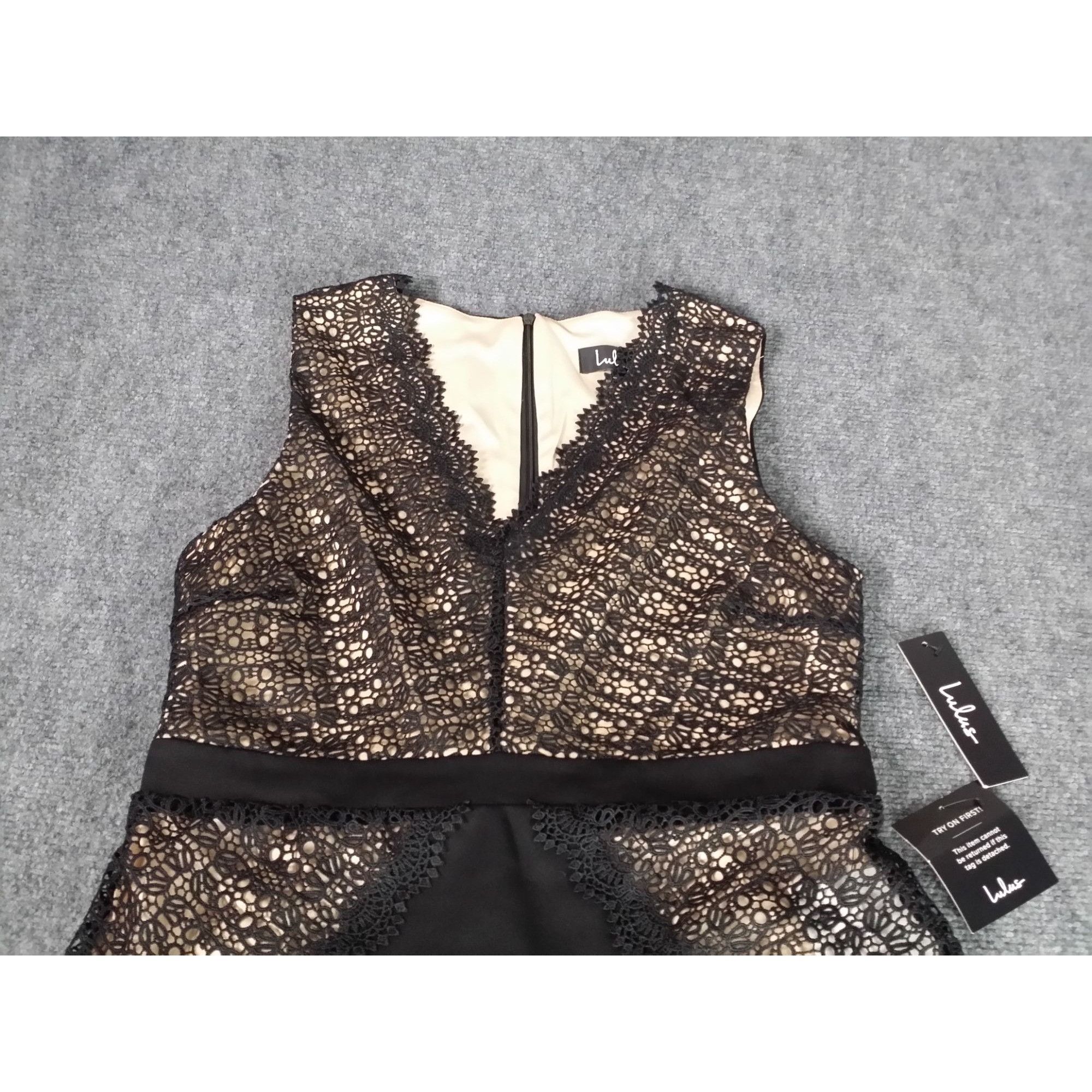 Lulus Lulus After The After Party Black and Nude Lace Bodycon Dres Size L / US 10 / IT 46 - 2 Thumbnail