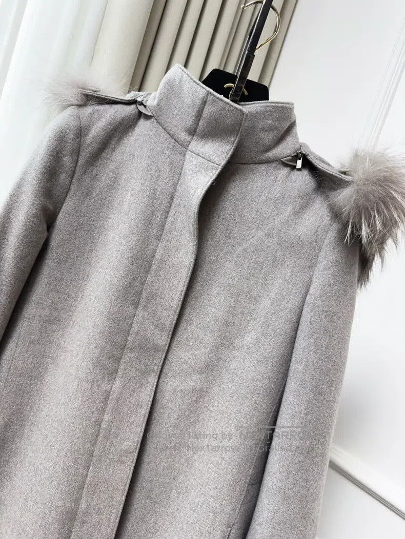 Loro Piana Loro Piana Fur Collar, Grey Wool Cotton Coat Jacket Size XS / US 0-2 / IT 36-38 - 3 Thumbnail
