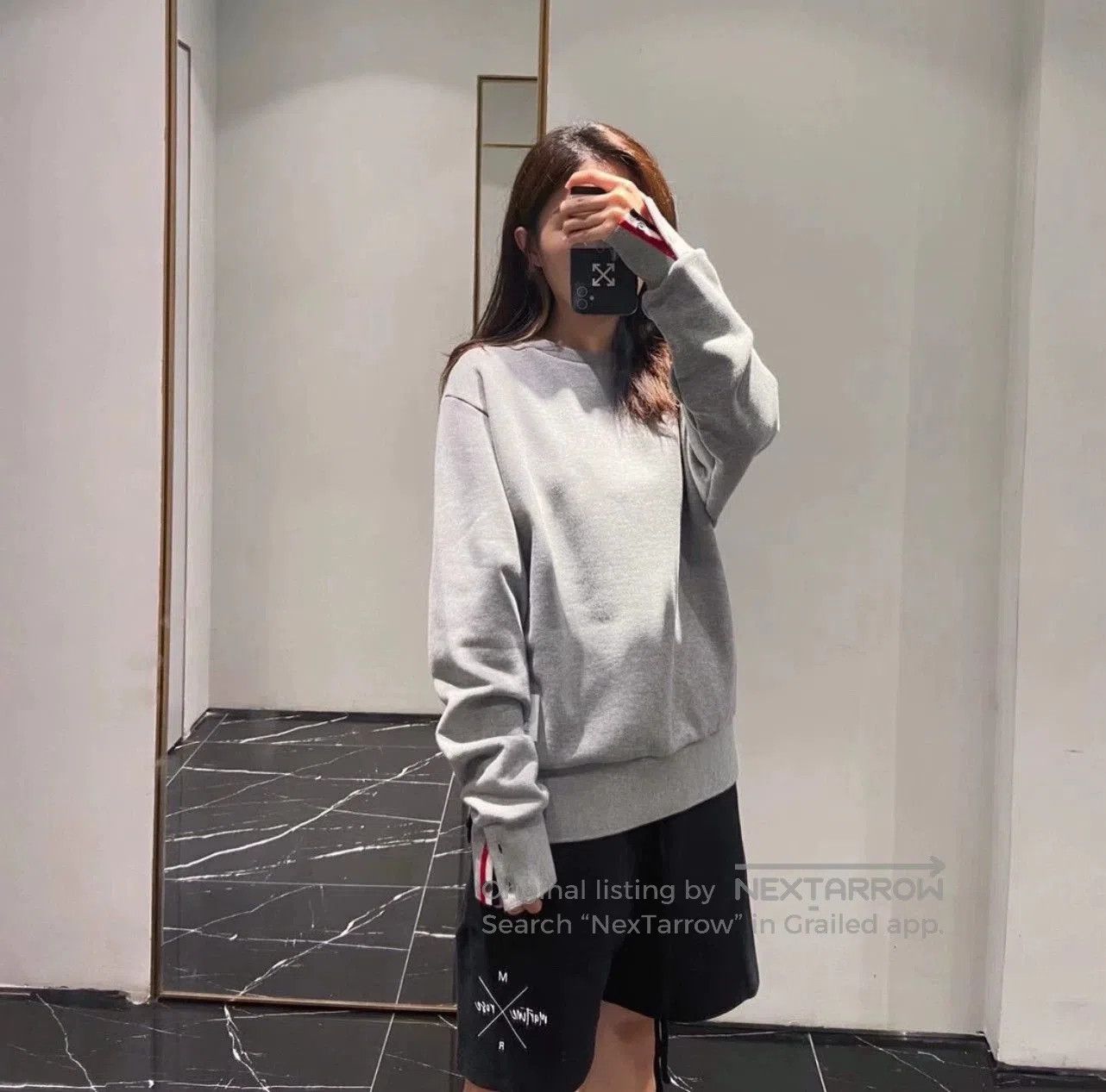 Thom Browne TB Authentic Light Gray Color Stripe Sweatshirt Size 3. Size US XL / EU 56 / 4 - 7 Thumbnail