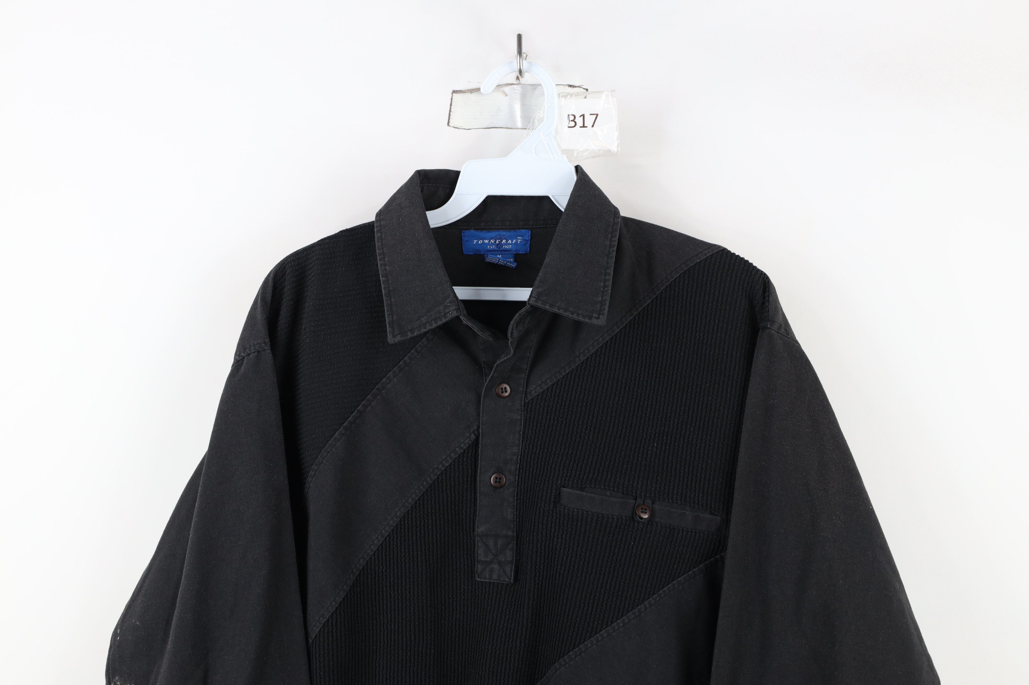 Vintage Vintage 90s Streetwear Ribbed Block Pullover Polo Shirt Size US M / EU 48-50 / 2 - 2 Thumbnail