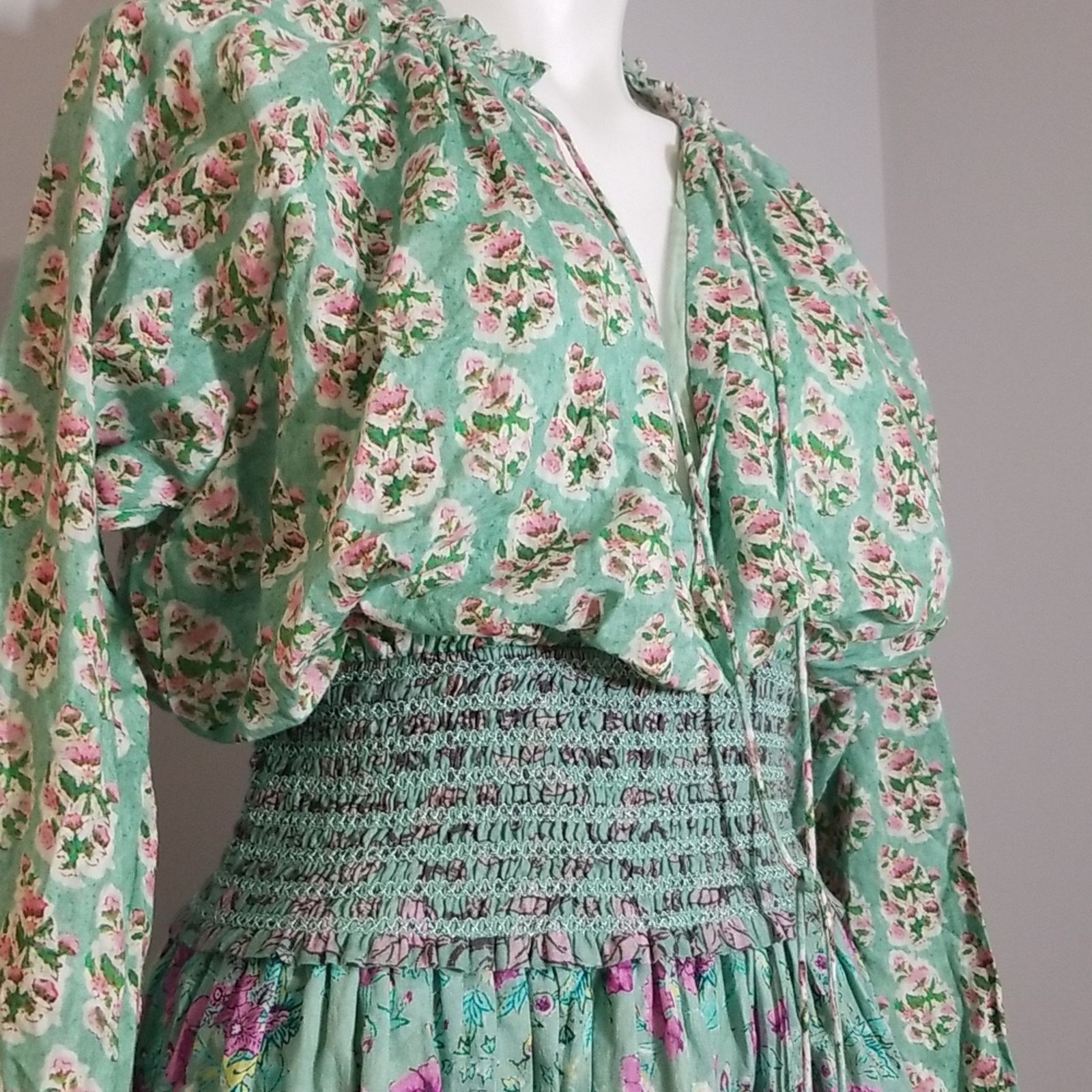 Hemant & Nandita NWT Hemant & Nandita Hera Mini Dress in Mint Macaron Size S / US 4 / IT 40 - 3 Thumbnail