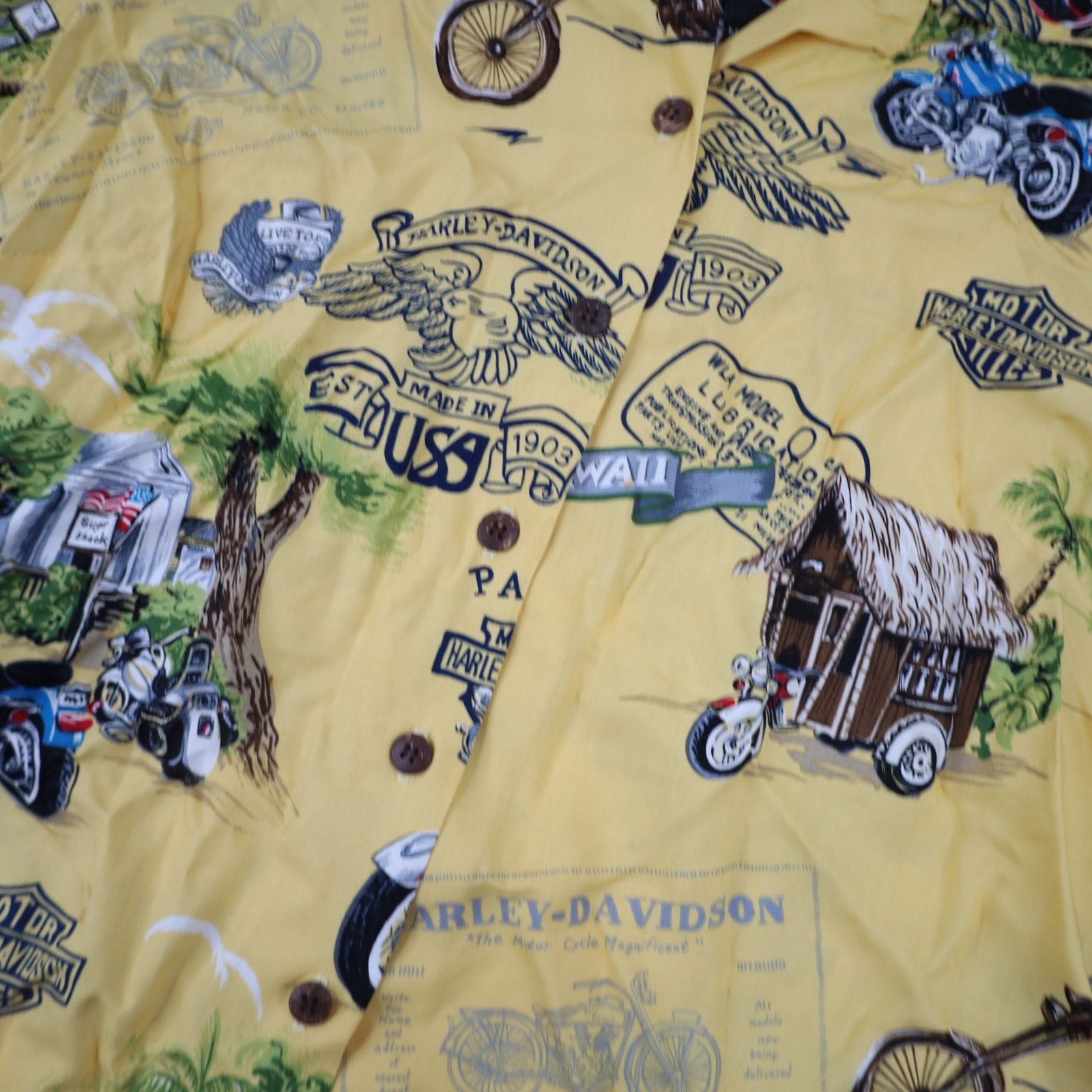 Harley Davidson × Vintage Vintage Harley Davidson Silk Hawaiian Shirt Size L / US 10 / IT 46 - 4 Thumbnail