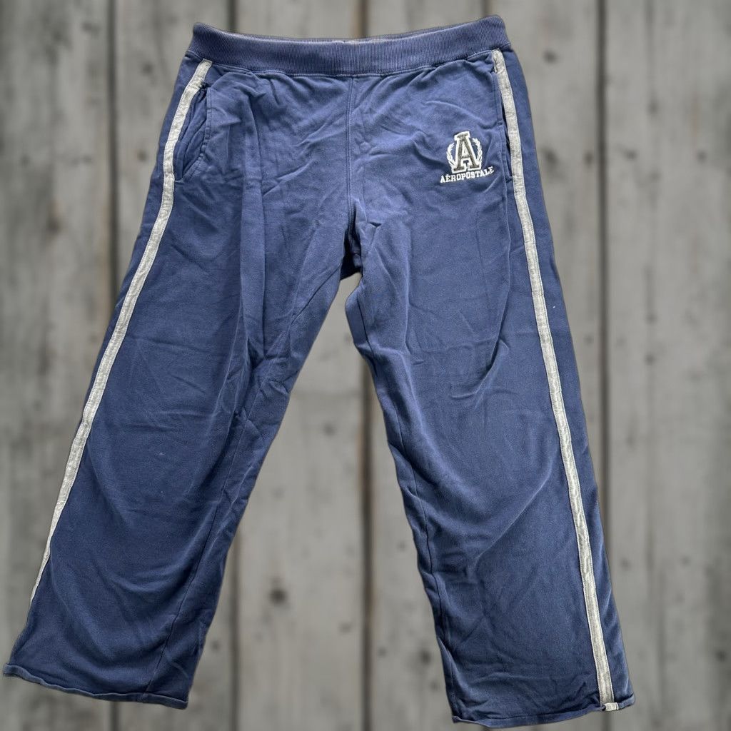 Vintage Aéropostale Pants Mens S Navy Blue Athletic Track Stripe Joggers Logo Gym Shirt? Size US 29 - 1 Thumbnail
