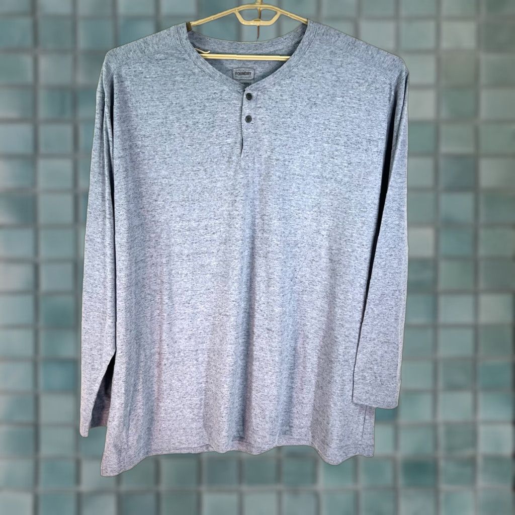 Vintage Foundry Henley Shirt Mens 4XLT Blue Long Sleeve Cotton Poly Shirt 4XLT Mens Blue 90s Theme Size US XXL / EU 58 / 5 - 1 Thumbnail