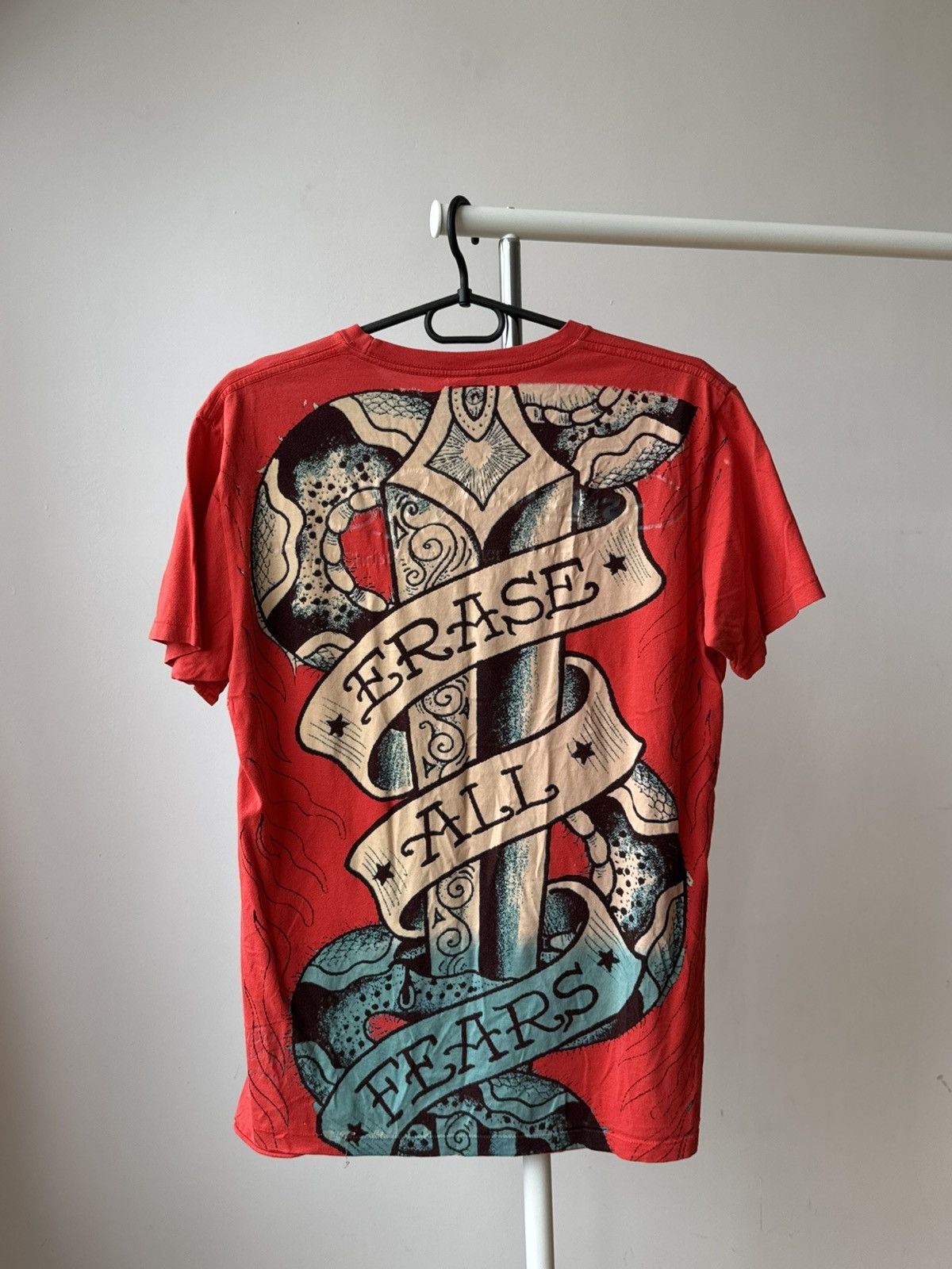 Ed Hardy Vintage Ed Hardy Erase All Fears T-shirt Red Full Print Size US L / EU 52-54 / 3 - 2 Thumbnail