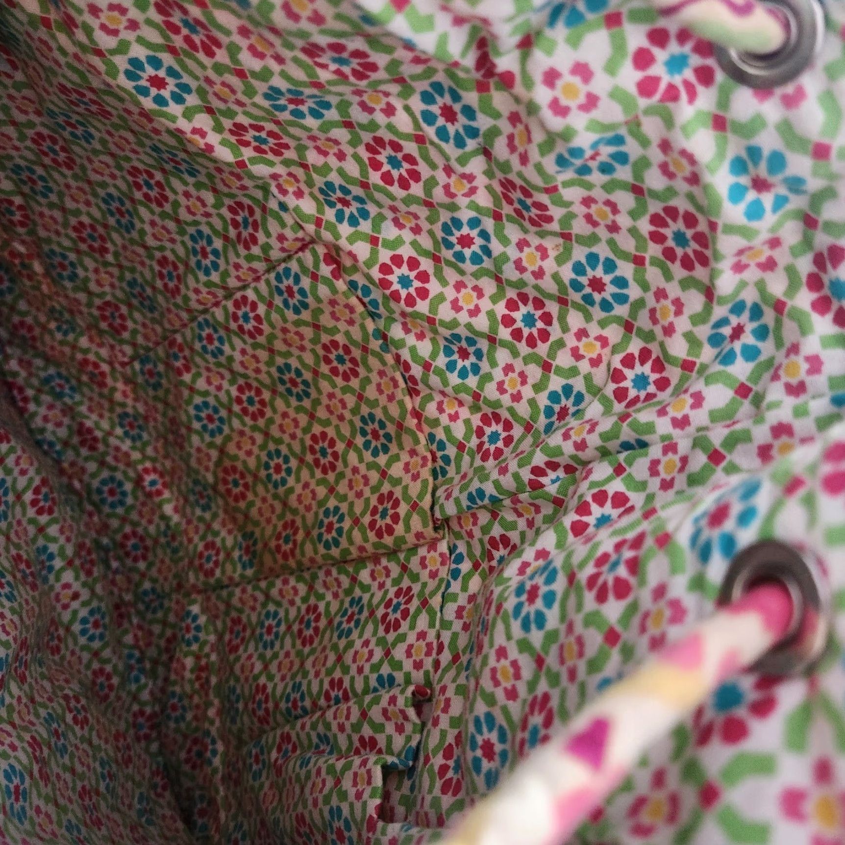 Vera Bradley Vera Bradley Backpack Womens Medium Drawstring Beach Paisley Mesa Multicolor Cotton Purse Bag Color Pink Backpack 14.5 x 13' Size ONE SIZE - 8 Thumbnail