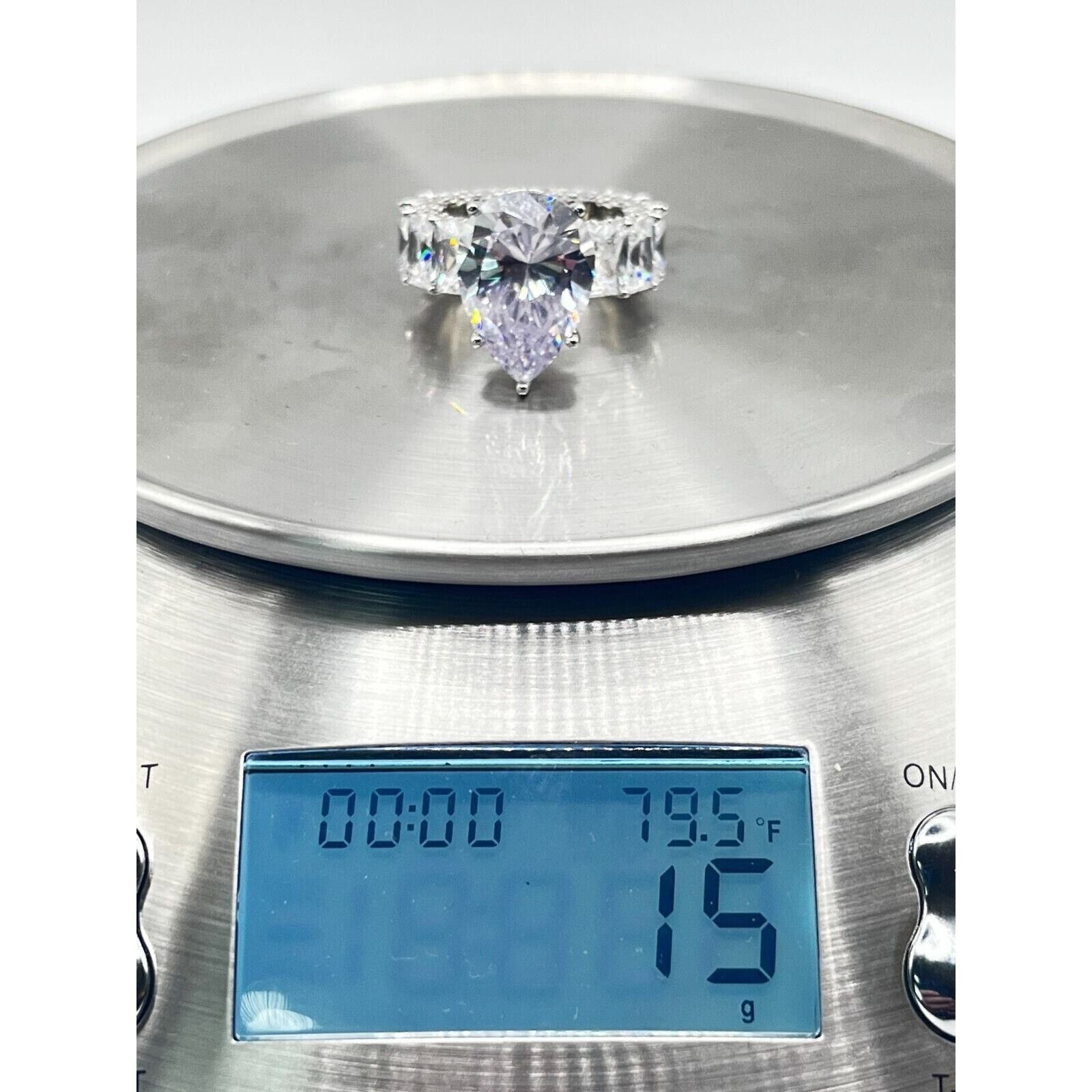 The Unbranded Brand Princess Cut Quartz Diamond Baguette Silver Ring Size 8 15G Size ONE SIZE - 6 Thumbnail