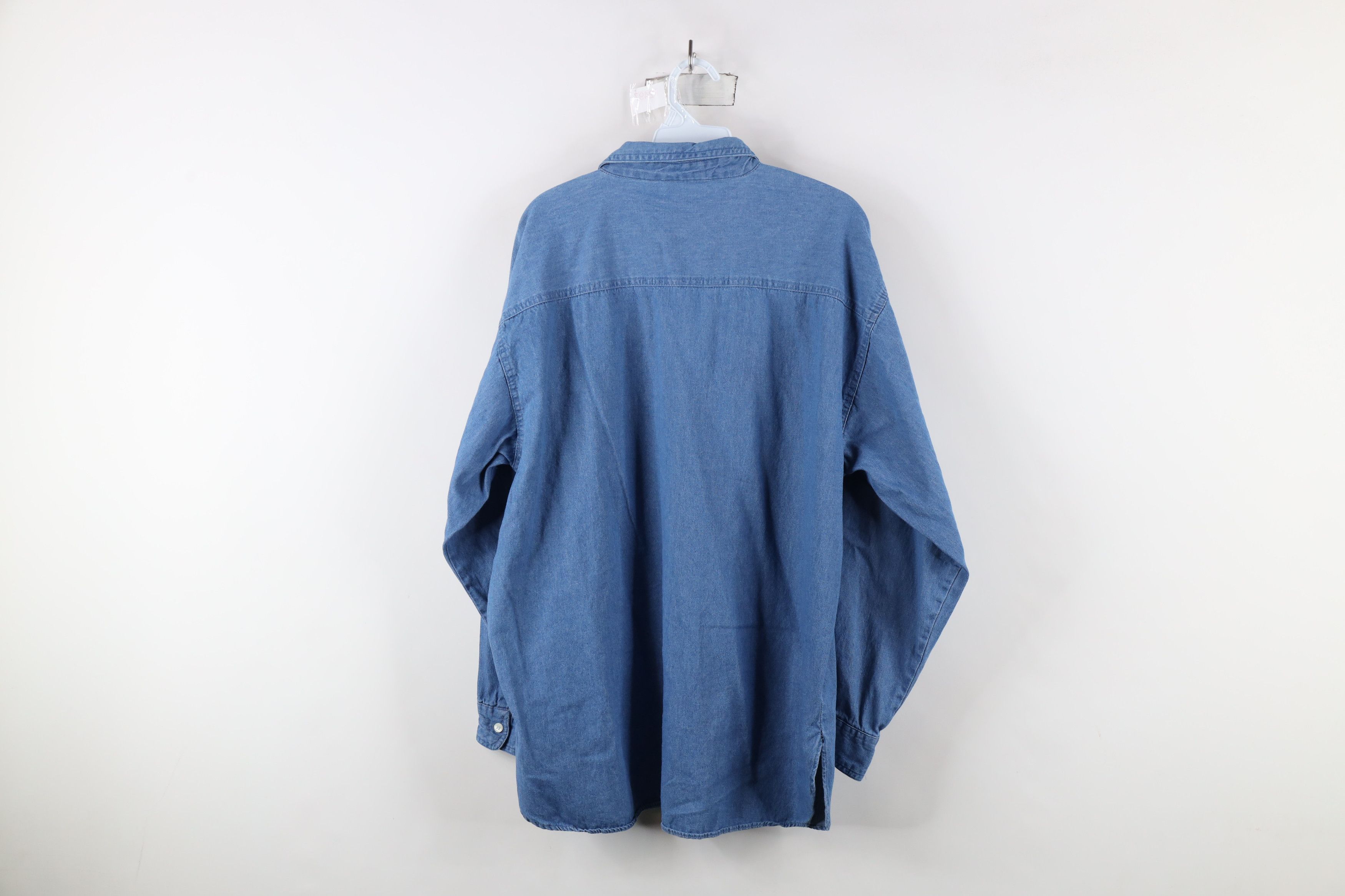Vintage Vintage 90s Streetwear Collared Denim Jean Button Shirt Blue Size US XL / EU 56 / 4 - 10 Thumbnail