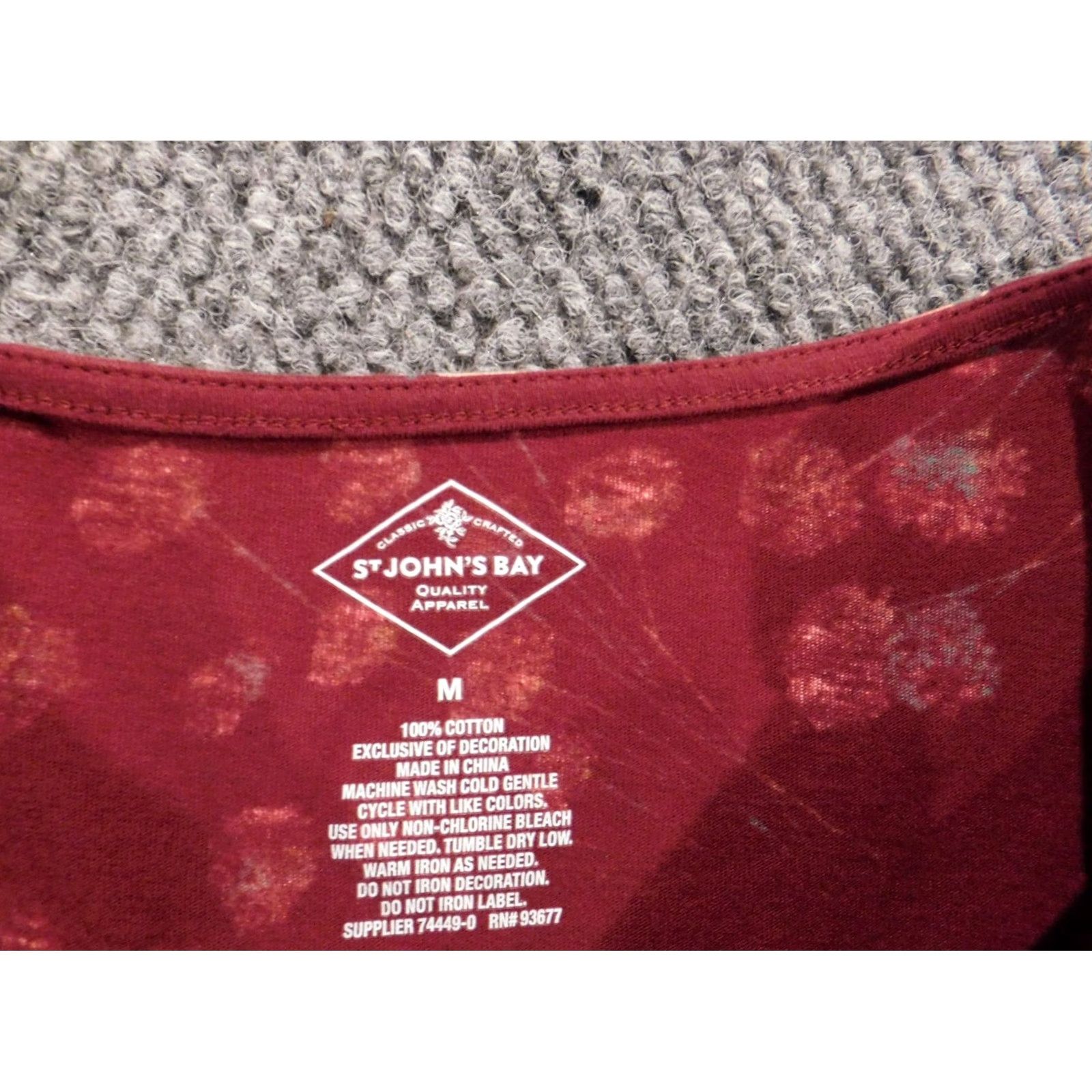 Vintage St.Johns Bay Blouse Womens Medium Red Floral Button Collared Pullover Cotton Rayon Stretch Casual Shirt Regular M Womens Size M / US 6-8 / IT 42-44 - 4 Thumbnail