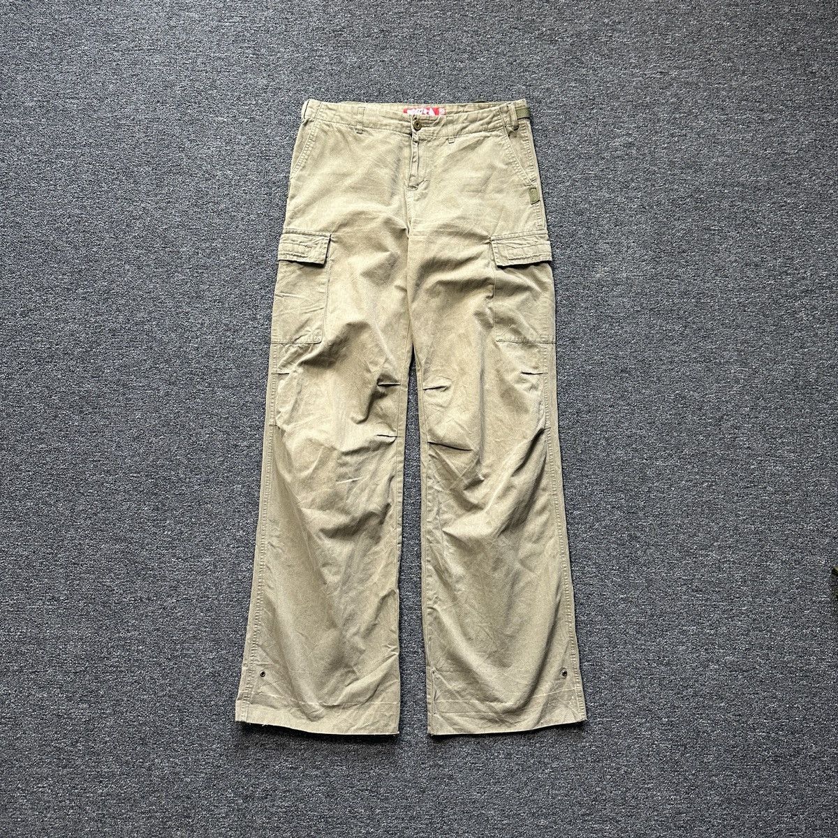 Japanese Brand Kenvelo Girl Wide Flare Olive Cargo Pants Size 26" / US 2 / IT 38 - 1 Thumbnail