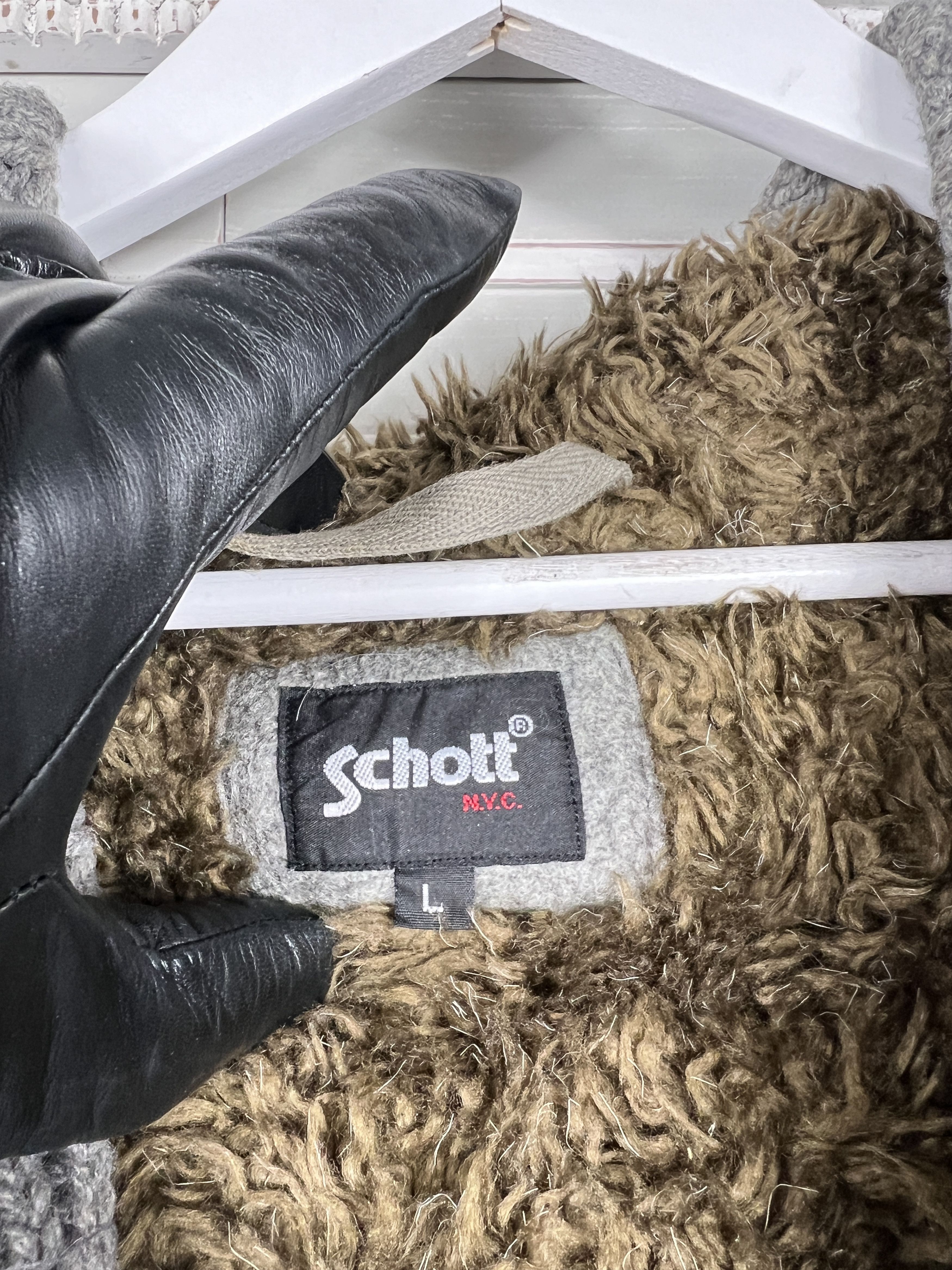 Schott × Vintage schott nyc cable knit hoodie military sherpa jacket size l Size US L / EU 52-54 / 3 - 7 Thumbnail