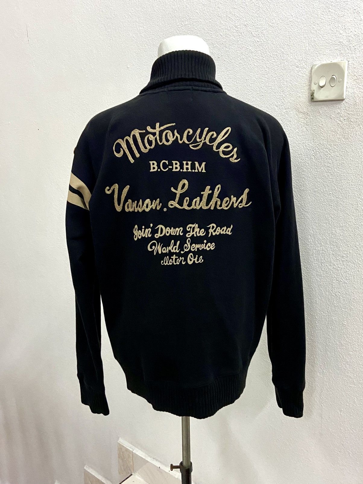 Vanson Leathers VANSON COTTON BOSTON MASS ZIPPER SWEATER Size US XL / EU 56 / 4 - 6 Thumbnail