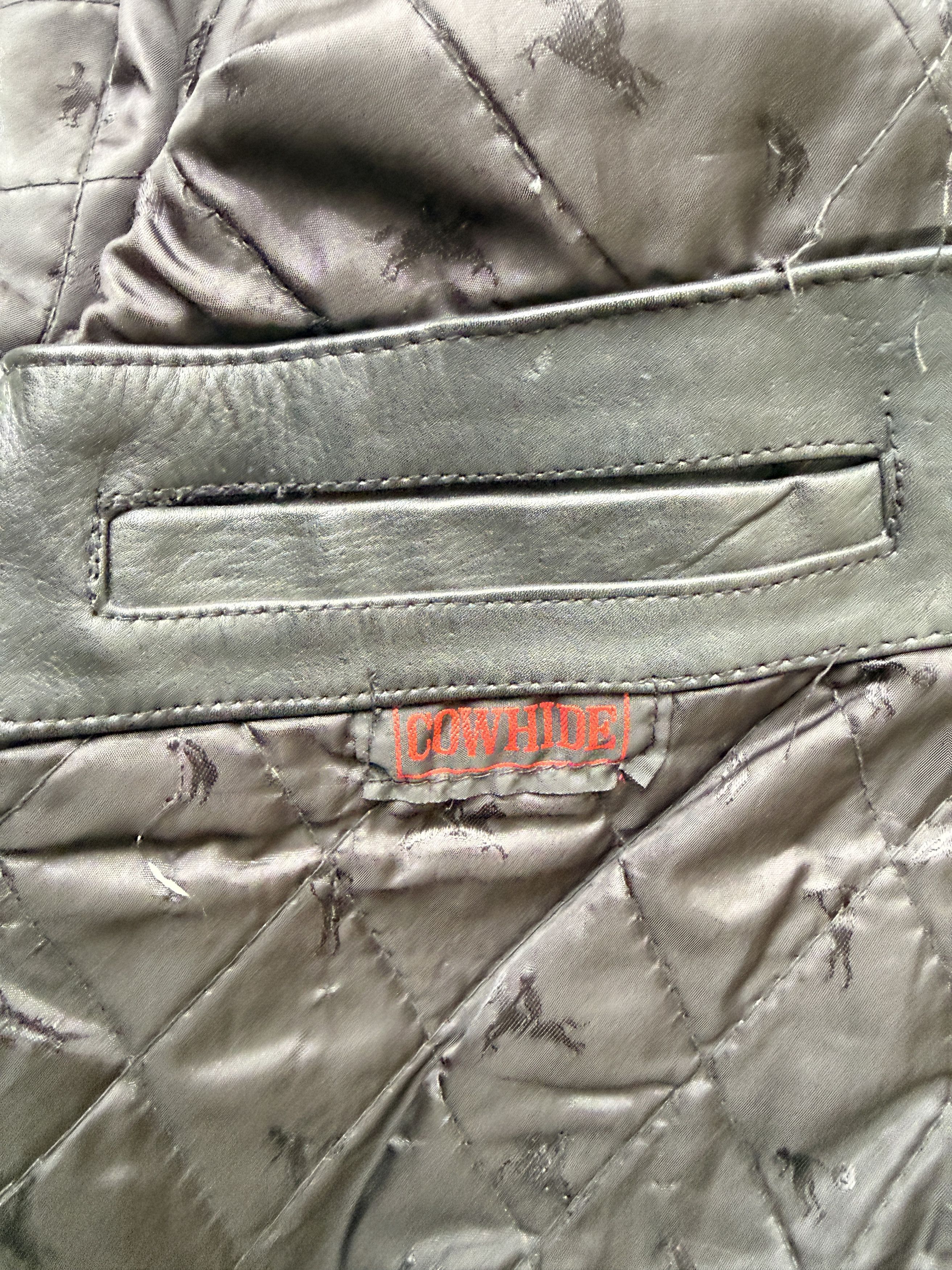 Vintage vintage black leather jacket flames punk rock biker rider Size US XL / EU 56 / 4 - 9 Thumbnail