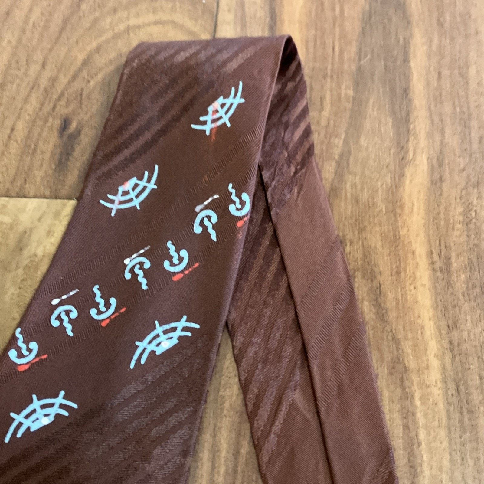 Handmade 1940s Necktie Halloween Hand Painted Spider Web RARE Bronze Size ONE SIZE - 18 Thumbnail