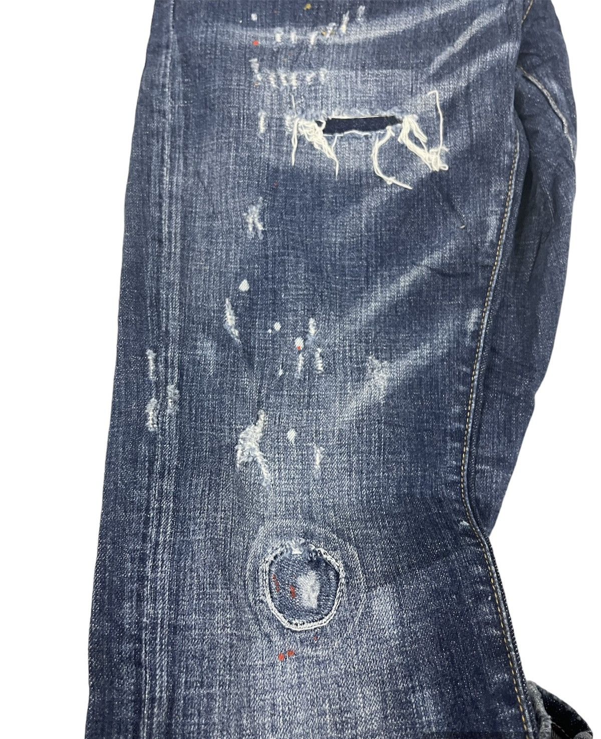 Designer × Dsquared2 Dsquared2 Distress Paint Splatter Ripped Slim Fit Jeans Size US 34 / EU 50 - 12 Thumbnail