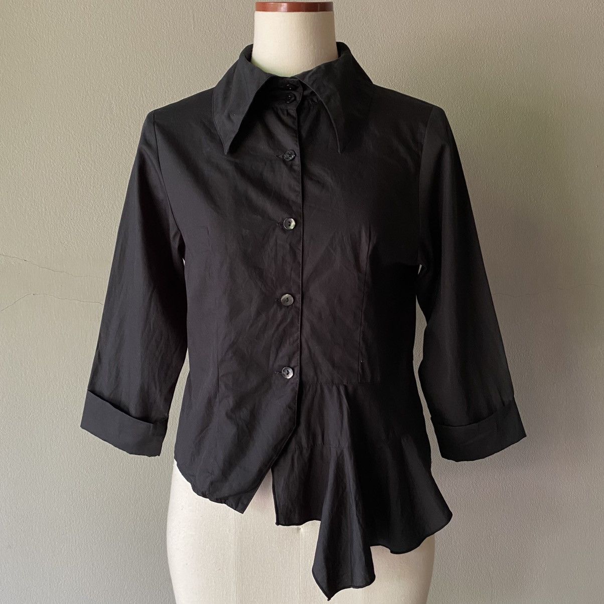 Japanese Brand × Seditionaries PEACE NOW Y2K Punk Fitted Black Ruffle Trim Blouse Size M / US 6-8 / IT 42-44 - 3 Thumbnail