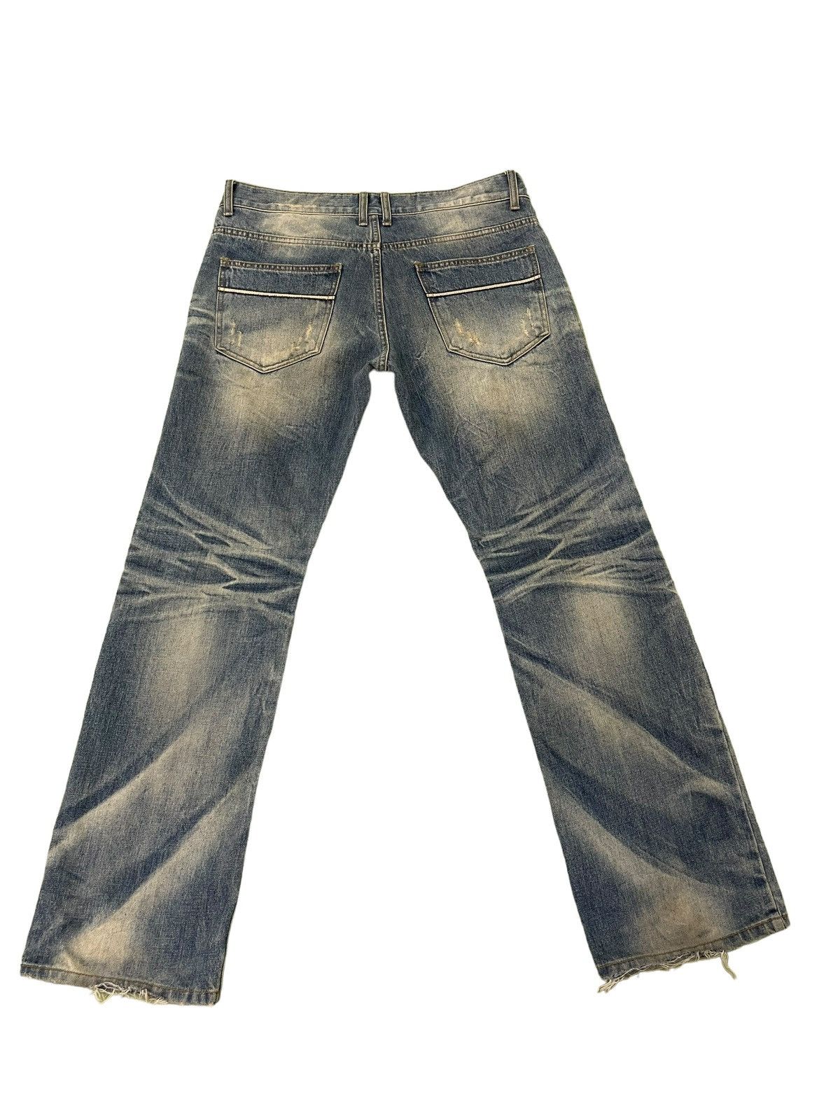 Japanese Brand Slim Jeans Improves Faded Distress Denim 8🟦7 Size US 35 - 11 Thumbnail