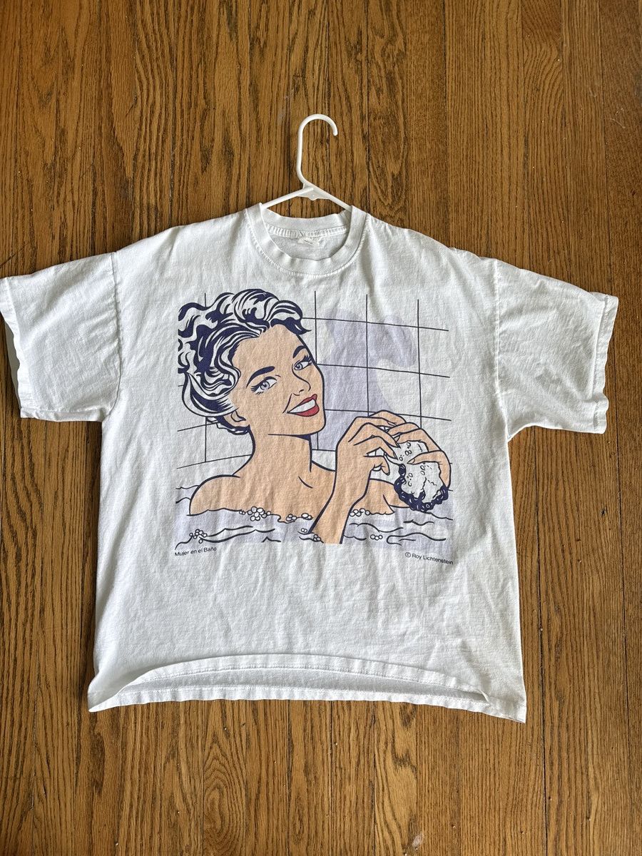 Vintage GTMB766 Vintage 90s ROY LIECHTENSTEIN Pop Art Woman In Bath Size US XL / EU 56 / 4 - 1 Thumbnail