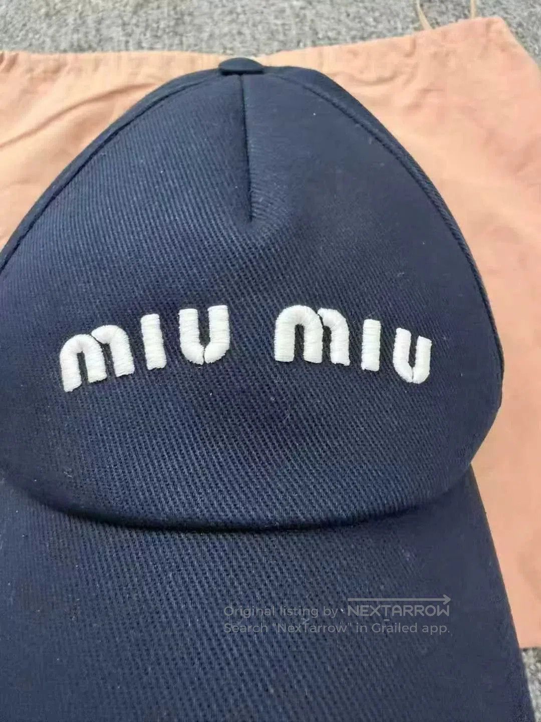 Miu Miu Miu Miu Embroidered Logo Navy Cap. Size ONE SIZE - 3 Thumbnail