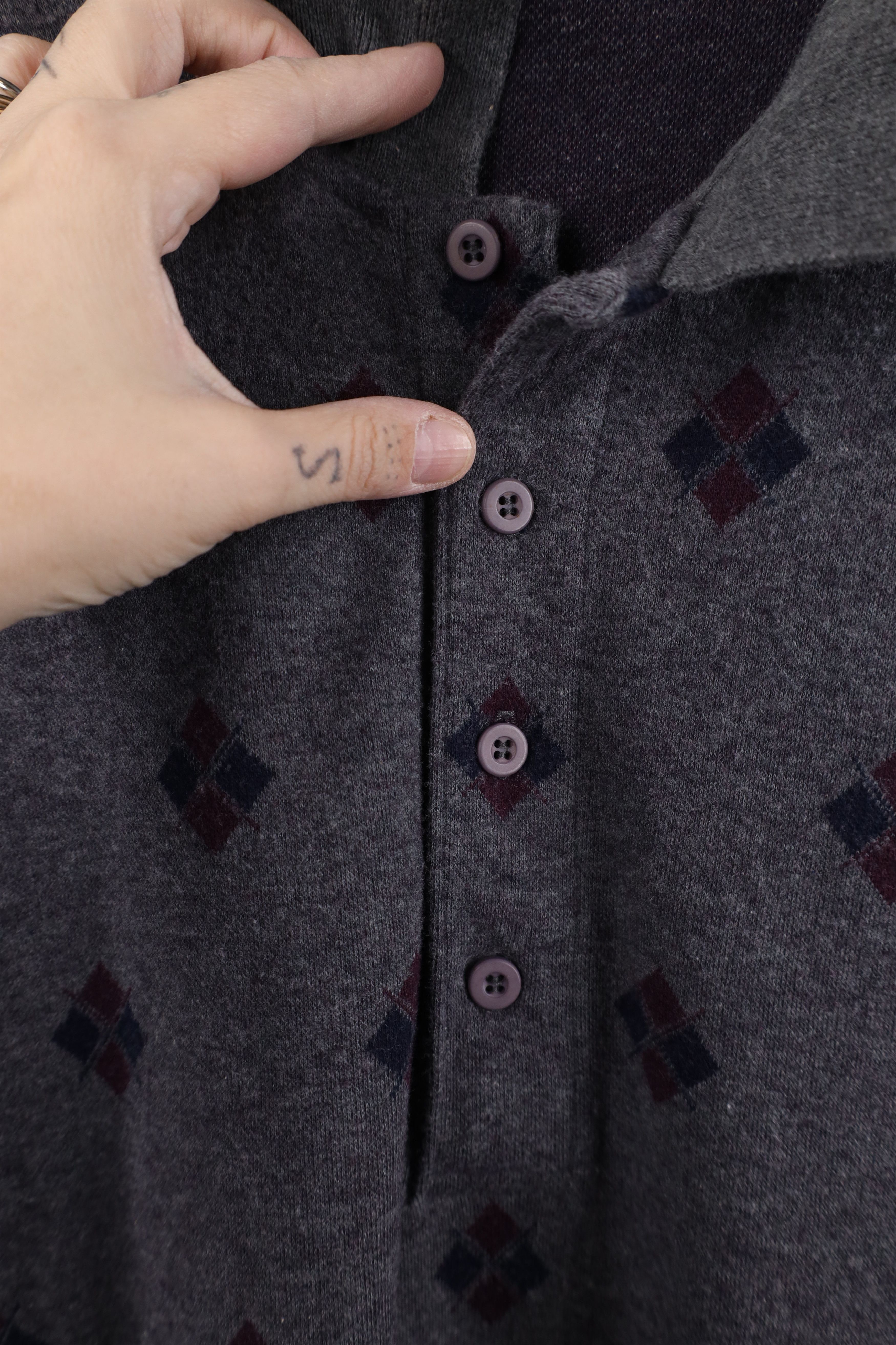 Eddie Bauer Vintage 90s Eddie Bauer Argyle Knit Long Sleeve Polo USA Size US L / EU 52-54 / 3 - 4 Thumbnail