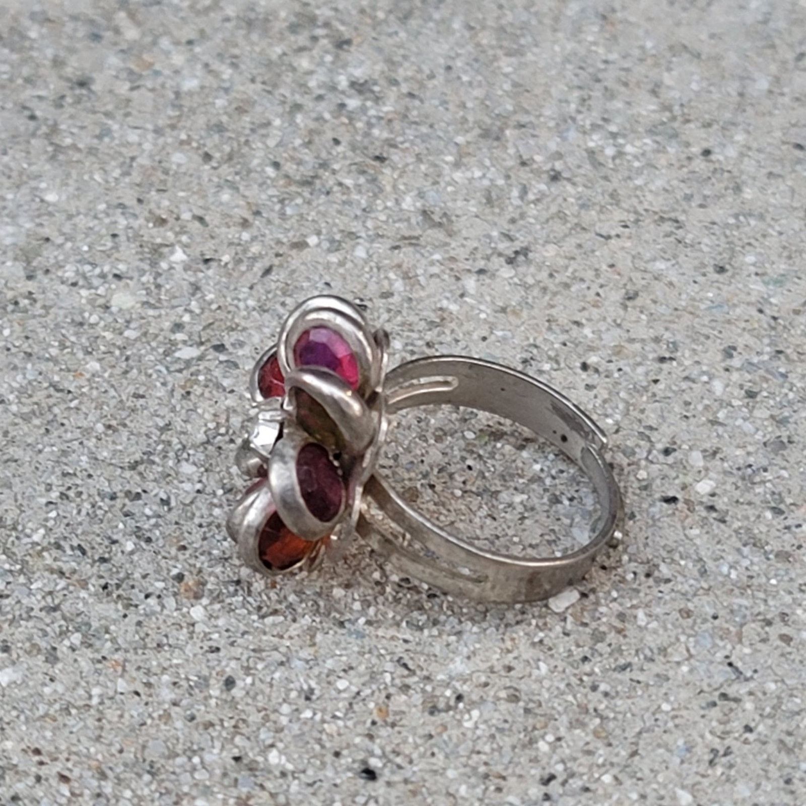 The Unbranded Brand Vtg Silver Tone Gemstone Spiral Flower Ring Size ONE SIZE - 4 Thumbnail