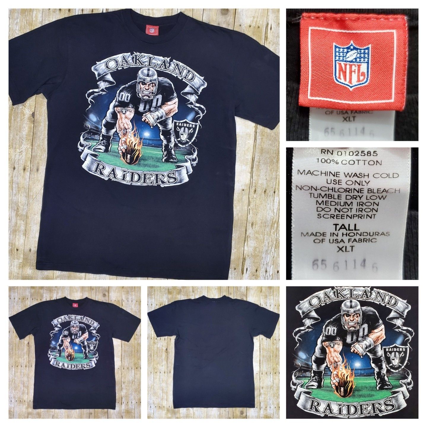 Vintage Oakland Raiders T Shirt NFL Flames Big Graphic Rare Sz XLT Size US XL / EU 56 / 4 - 1 Preview