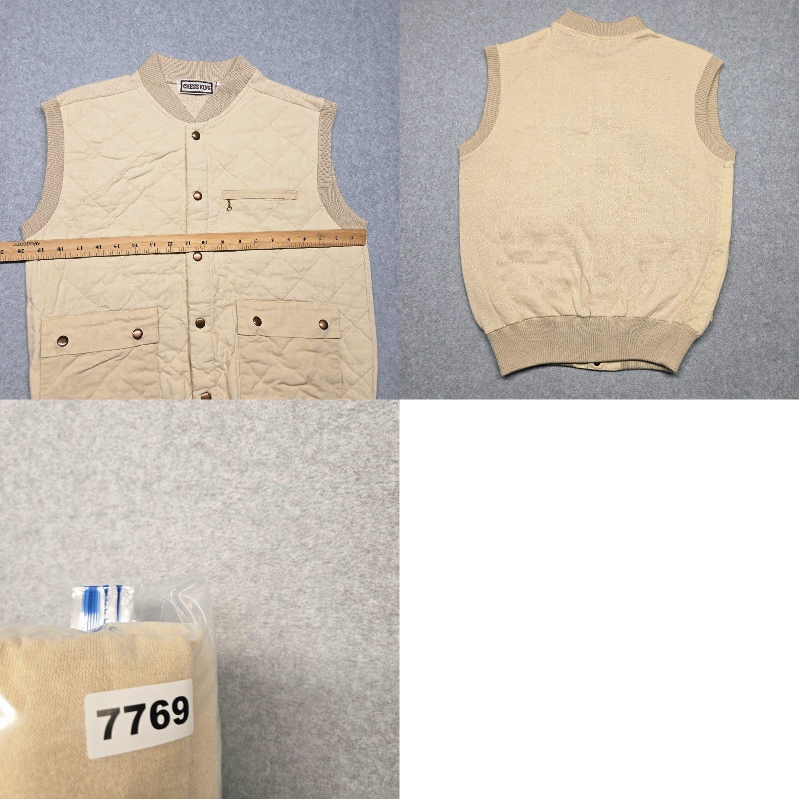 Vintage VINTAGE Chess King Beig e Cotton Quilted Vest Mens Large Pockets Snap Zipper Workwear 80s Size US L / EU 52-54 / 3 - 9 Thumbnail