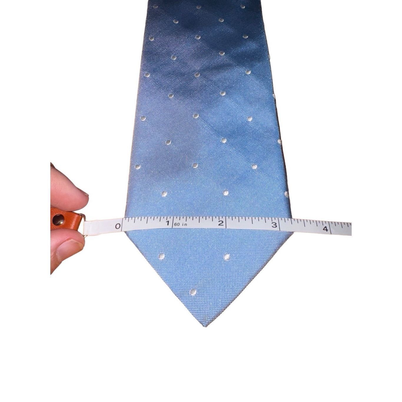 Breuer Breuer Blue & White Polkadot 100% Silk Handmade in Italy Nec Size ONE SIZE - 3 Thumbnail