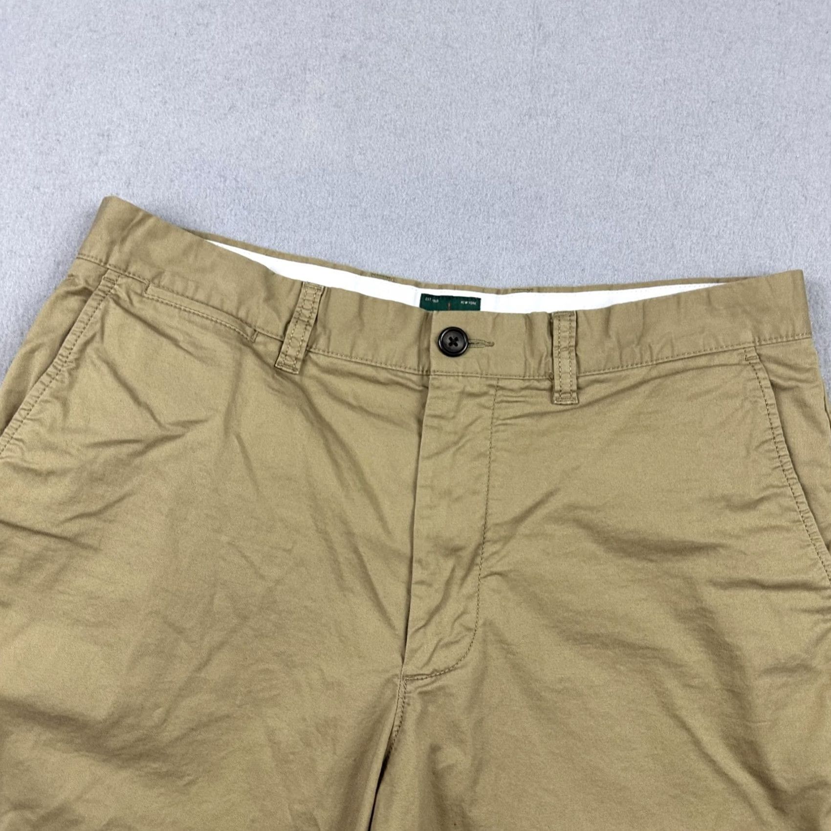 J.Crew J.CREW Men Beige Chino Shorts 33 Solid Cotton Stretch Flat Front Size US 33 - 2 Thumbnail