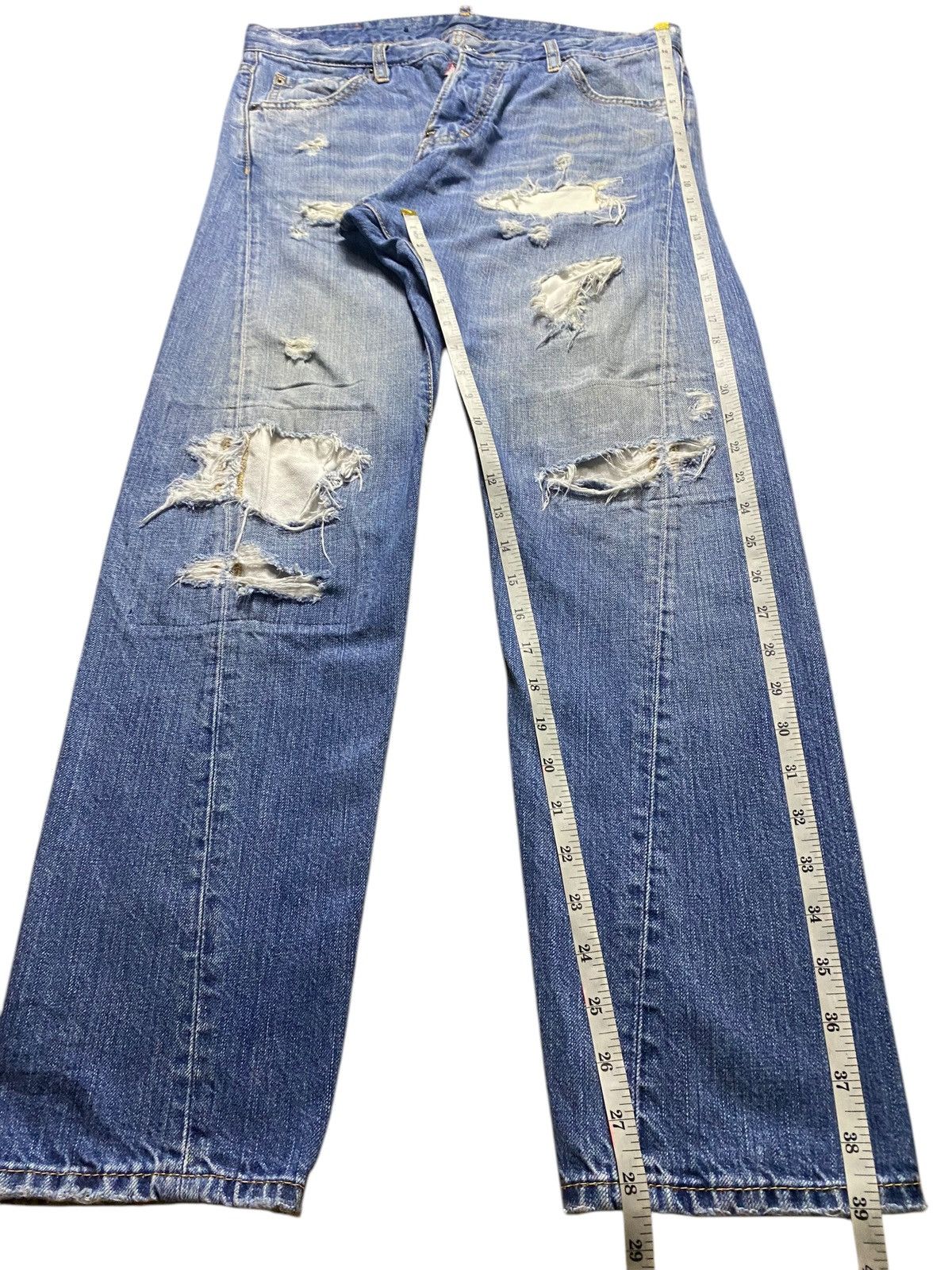 Dsquared2 Vintage Dsquared2 Blue Wash Distressed Skinny Jeans Size US 33 - 15 Thumbnail