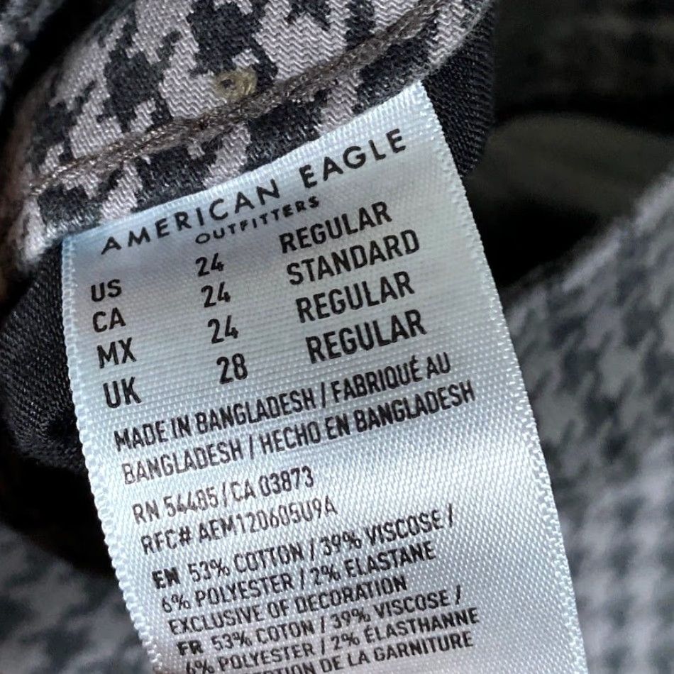 American Eagle Outfitters VINTAGE American Eagle Womens Pants Gray Herringbone Curvy High Rise Jegging Stretch 24 Size 27" / US 4 / IT 40 - 6 Thumbnail