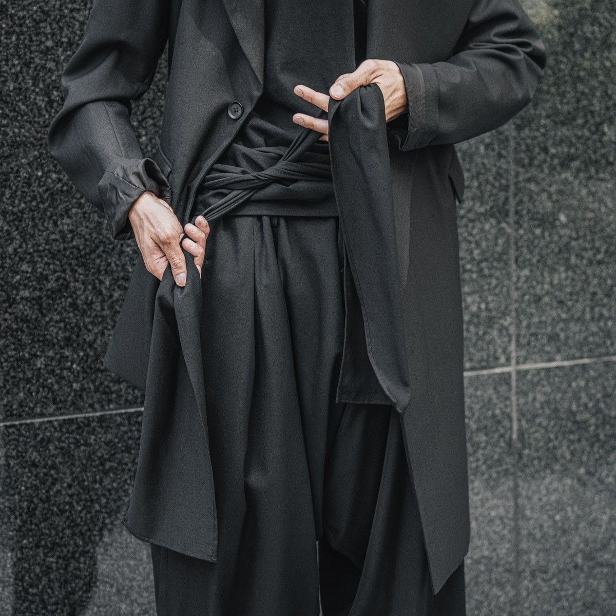 Yohji Yamamoto Yohji Yamamoto Pour Homme - W/Gabardine Tie Drape Pants Size US 30 / EU 46 - 14 Thumbnail