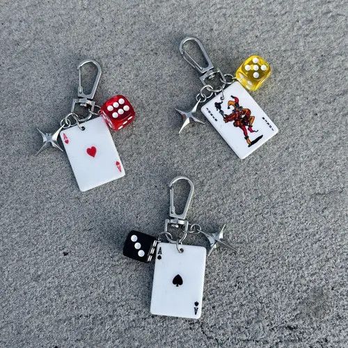 Jewelry Playing Card & Dice Keychain, Poker Charm Accessories Size ONE SIZE - 1 Thumbnail