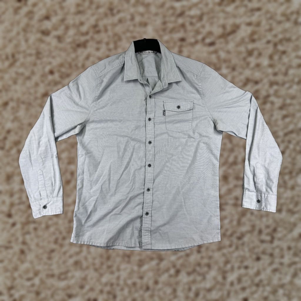 TravisMathew Travis Mathew Shirt Mens XL Gray Stripe Button-Up Long Sleeve Slim Fit Size US XL / EU 56 / 4 - 1 Thumbnail