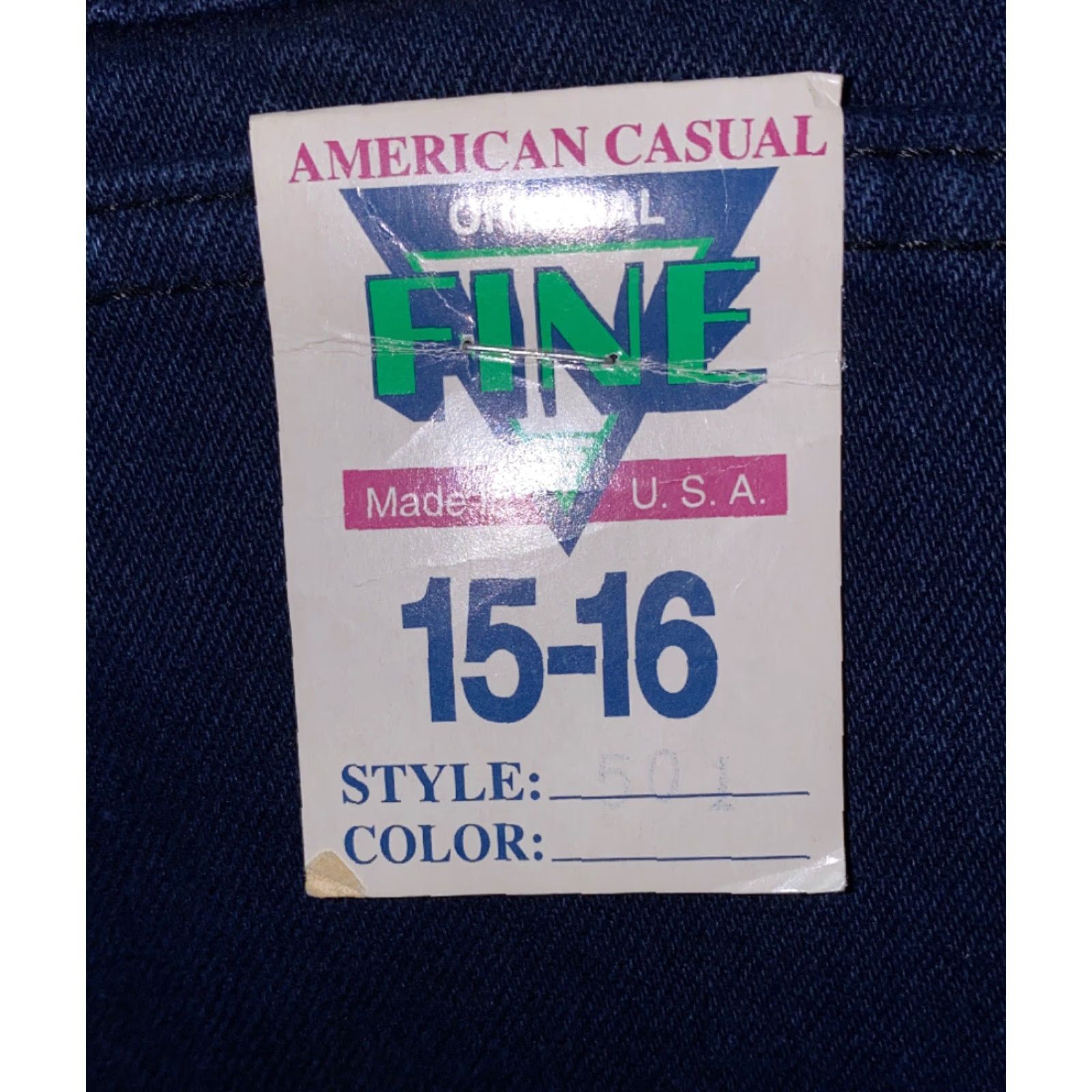Vintage Vtg 1980s Fine USA Womens Navy Blue Zip Fly Cotton Pants Size 15-16 NEW Size 36" / US 14 / IT 50 - 2 Thumbnail