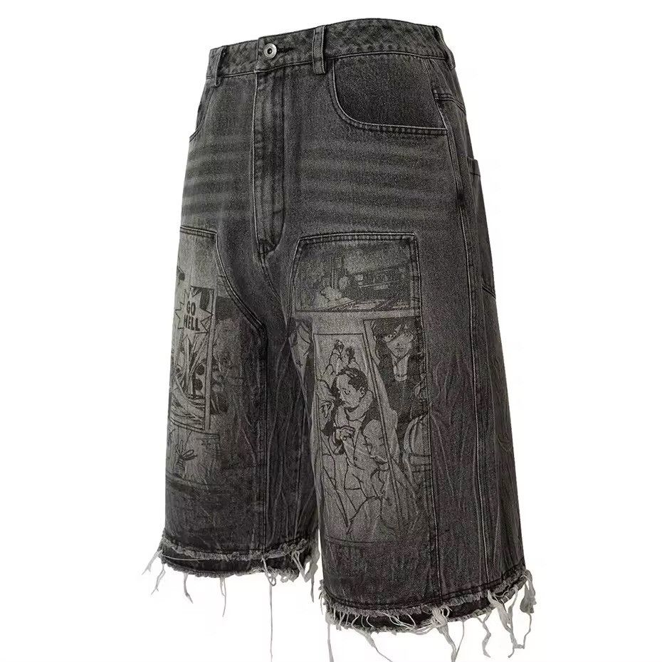 Other Washed Graphic Anime Distressed Baggy Shorts Size US 34 / EU 50 - 2 Thumbnail