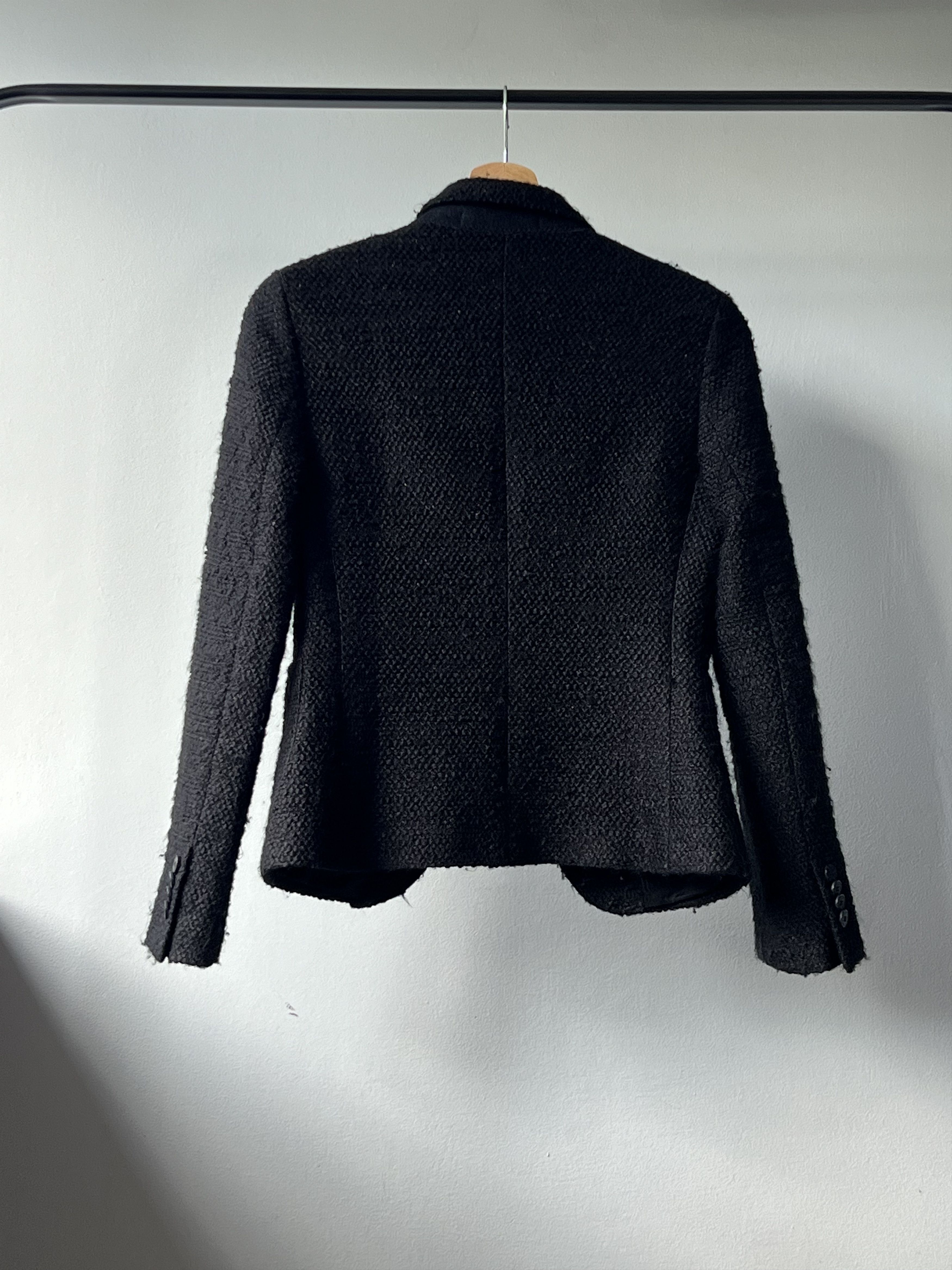 Tagliatore Tagliatore Women's Black Tweed Blazer Jacket Made In Italy Size XS / US 0-2 / IT 36-38 - 2 Thumbnail
