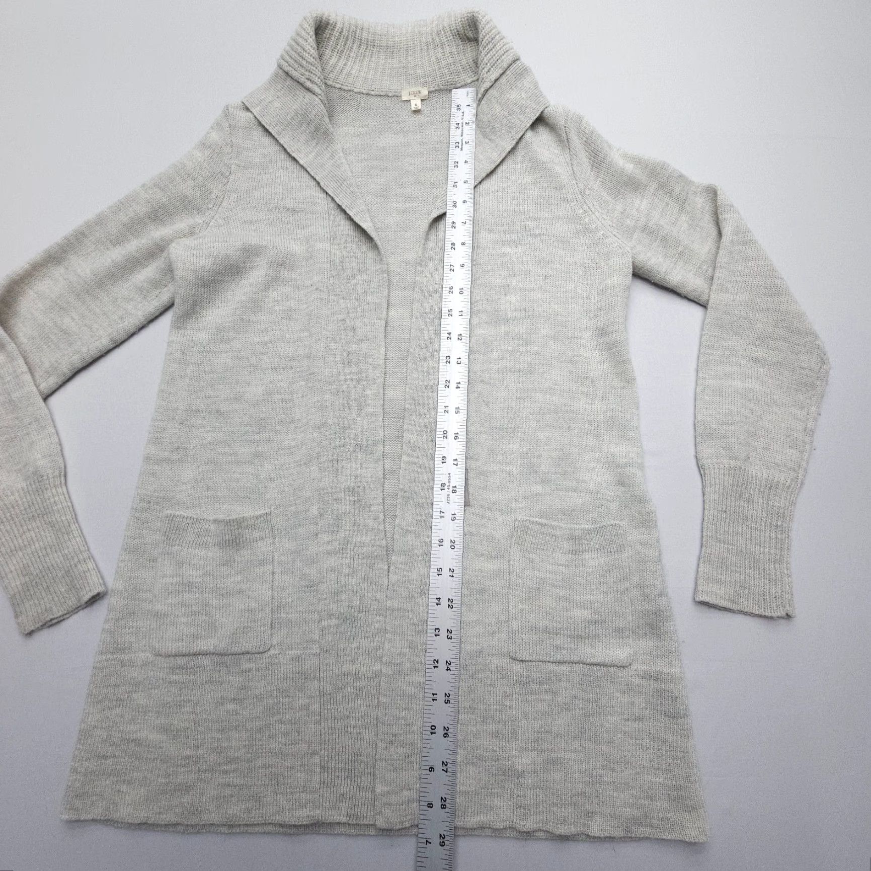 J.Crew J. Crew Cardigan Womens Small Gray Open Pockets Lightweight Knit Wool Alpaca Blend Sweater Winter Light Size S / US 4 / IT 40 - 6 Thumbnail