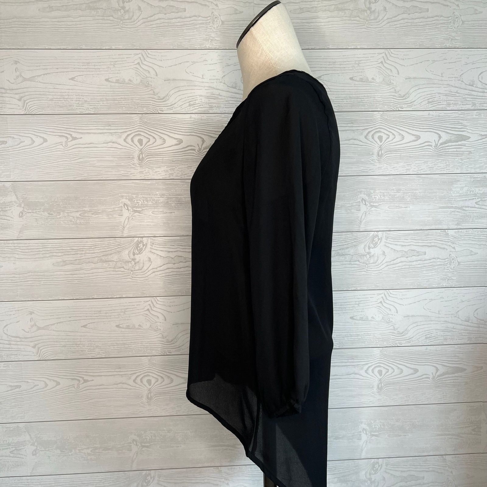 Other American Dream Black Sheer High Low Tunic V-Neck Top XS Size XS / US 0-2 / IT 36-38 - 2 Thumbnail