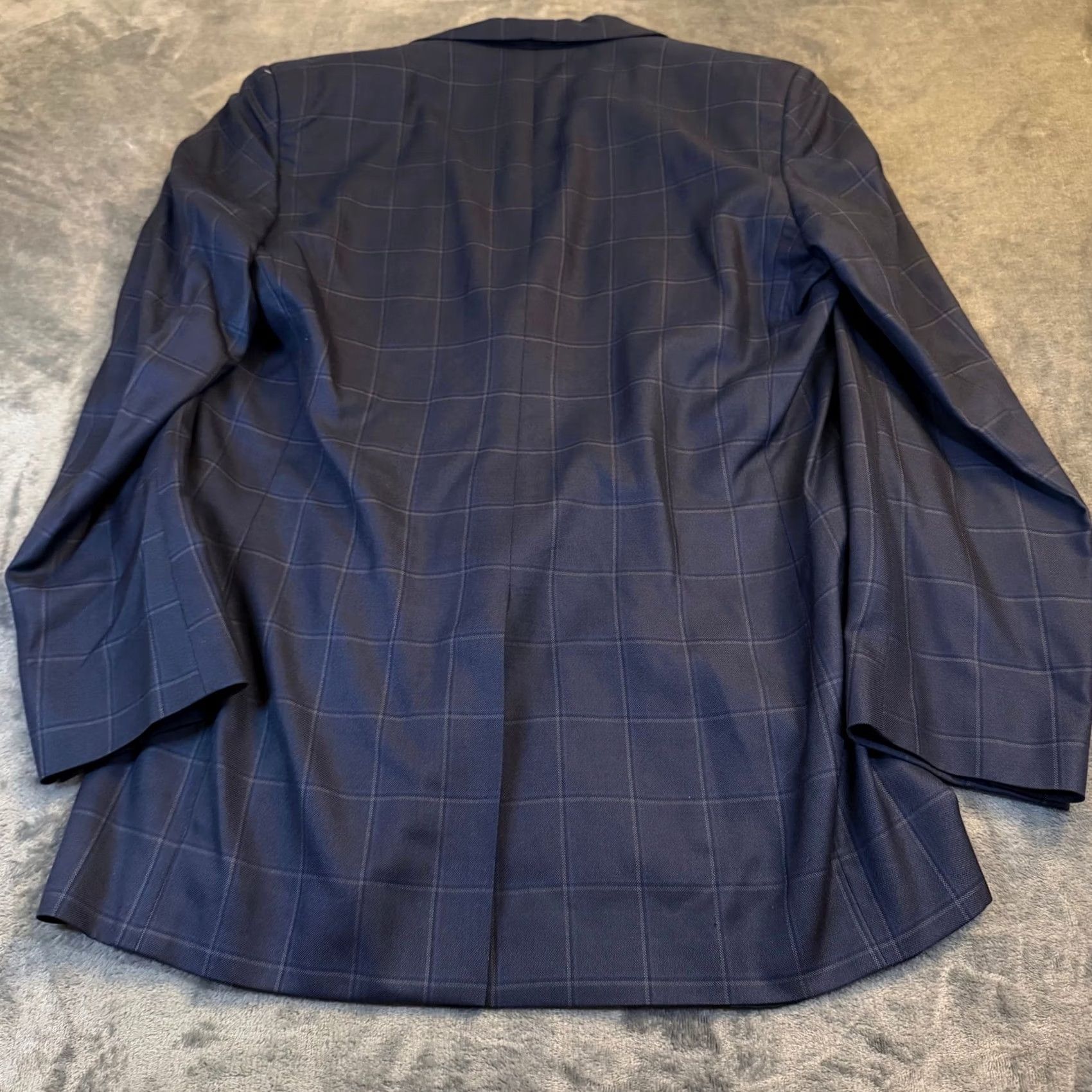 Jos. A. Bank Jos A Bank Signature Navy Blue Windowpane Check Blazer Sport Coat Wool Silk Blend Mens 42R Size 42R - 4 Thumbnail