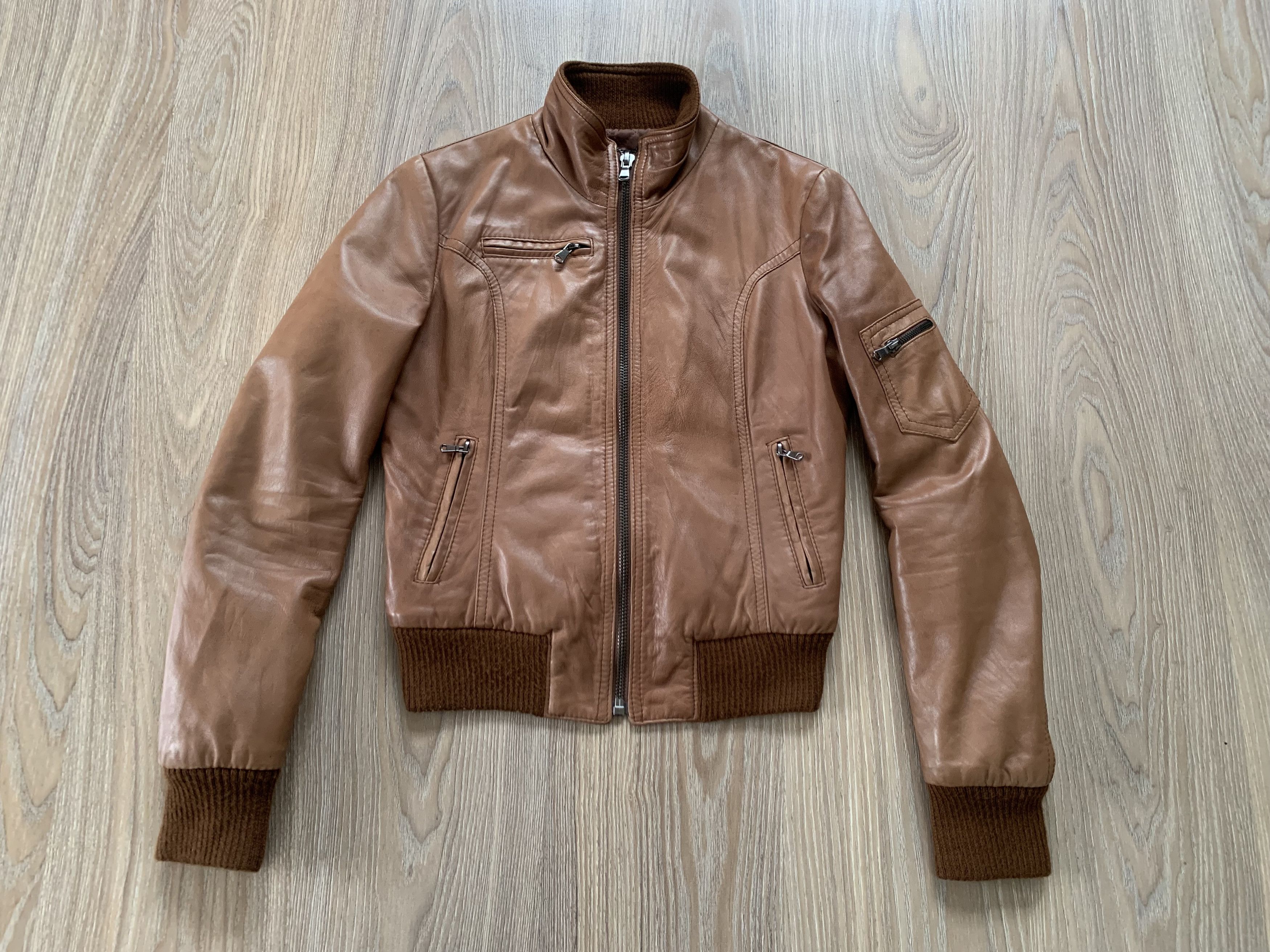 Other Leonardo Real Leather Brown Bomber Jacket Size S / US 4 / IT 40 - 2 Thumbnail