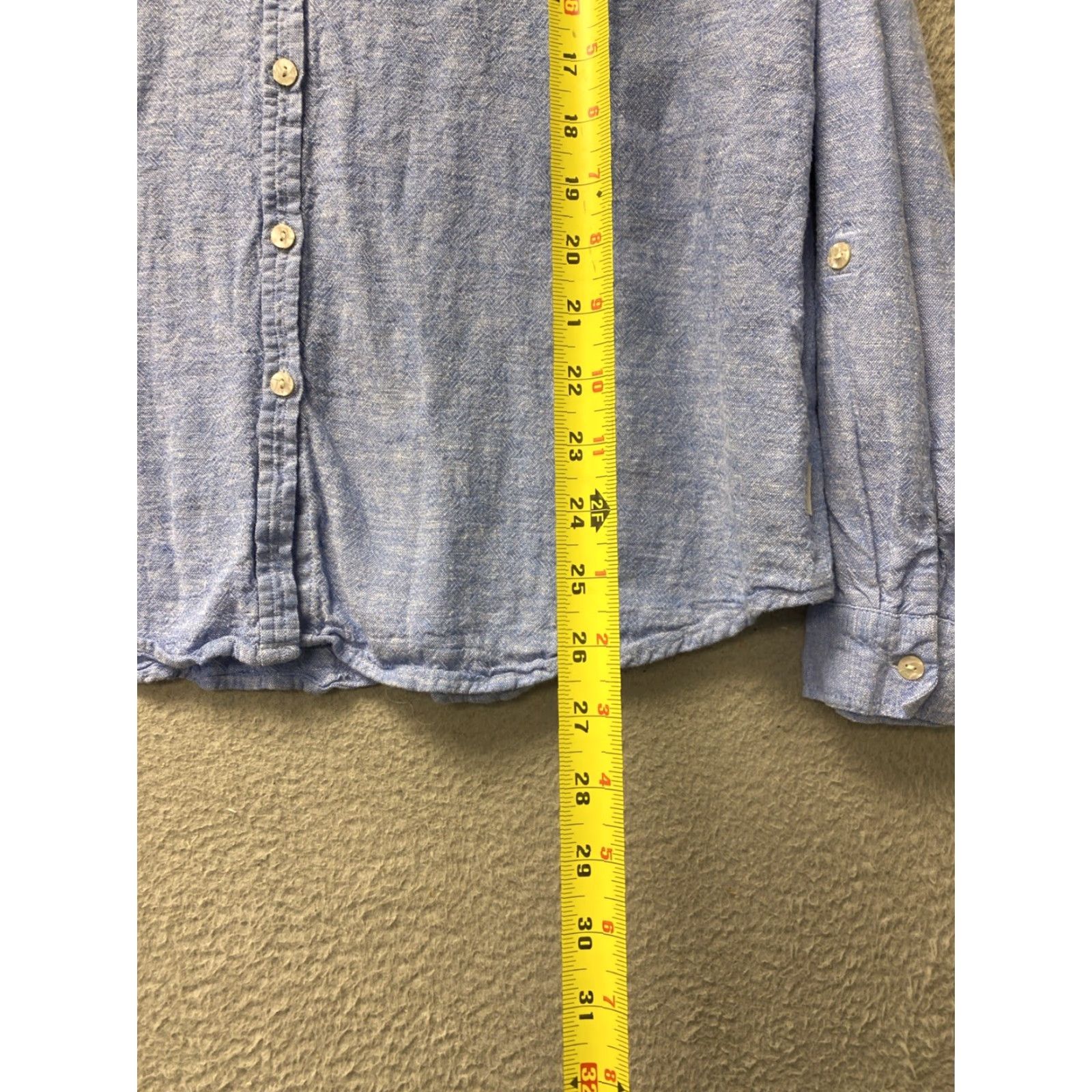 Orvis Orvis Shirt Women's XL Blue Button-Up Long Sleeve Linen Blend Regular Fit Breathable Easy Care Classic Beach Outdoor Fishing Size XL / US 12-14 / IT 48-50 - 7 Thumbnail