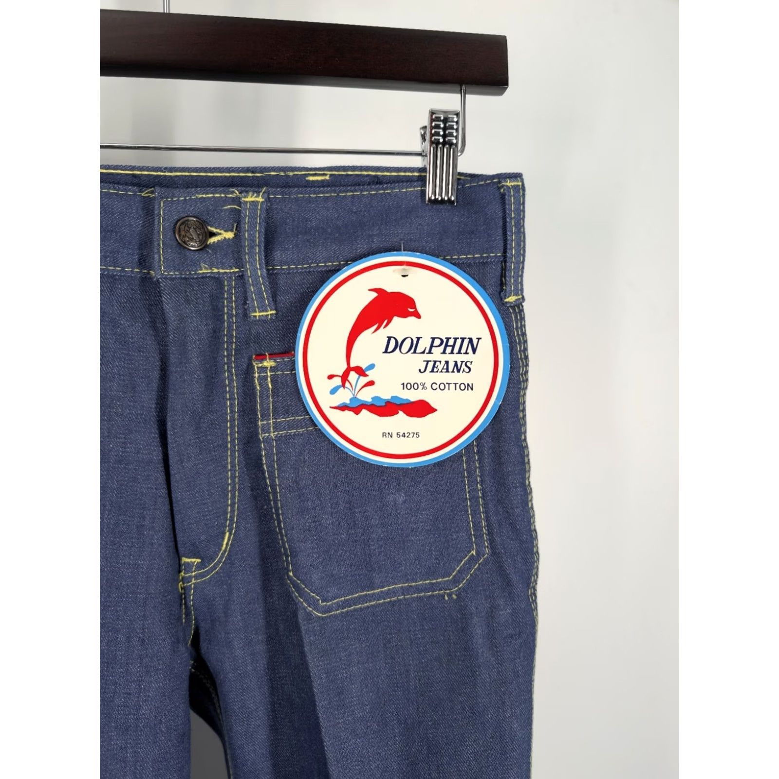Bell VINTAGE Dolphin Jeans Denim Jeans 70s Bell Bottom Hippy NWT 28 31 Flare Rockabilly Blues Size 28" / US 6 / IT 42 - 6 Thumbnail