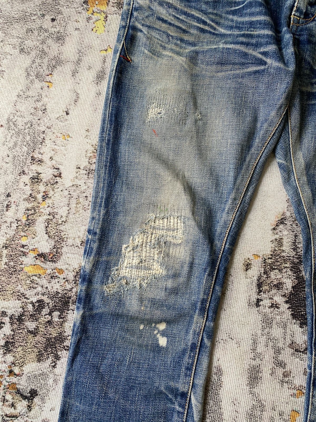 Japanese Brand Double Standard Clothing Japan Distressed Honeycomb Selvedge Size US 30 / EU 46 - 7 Thumbnail