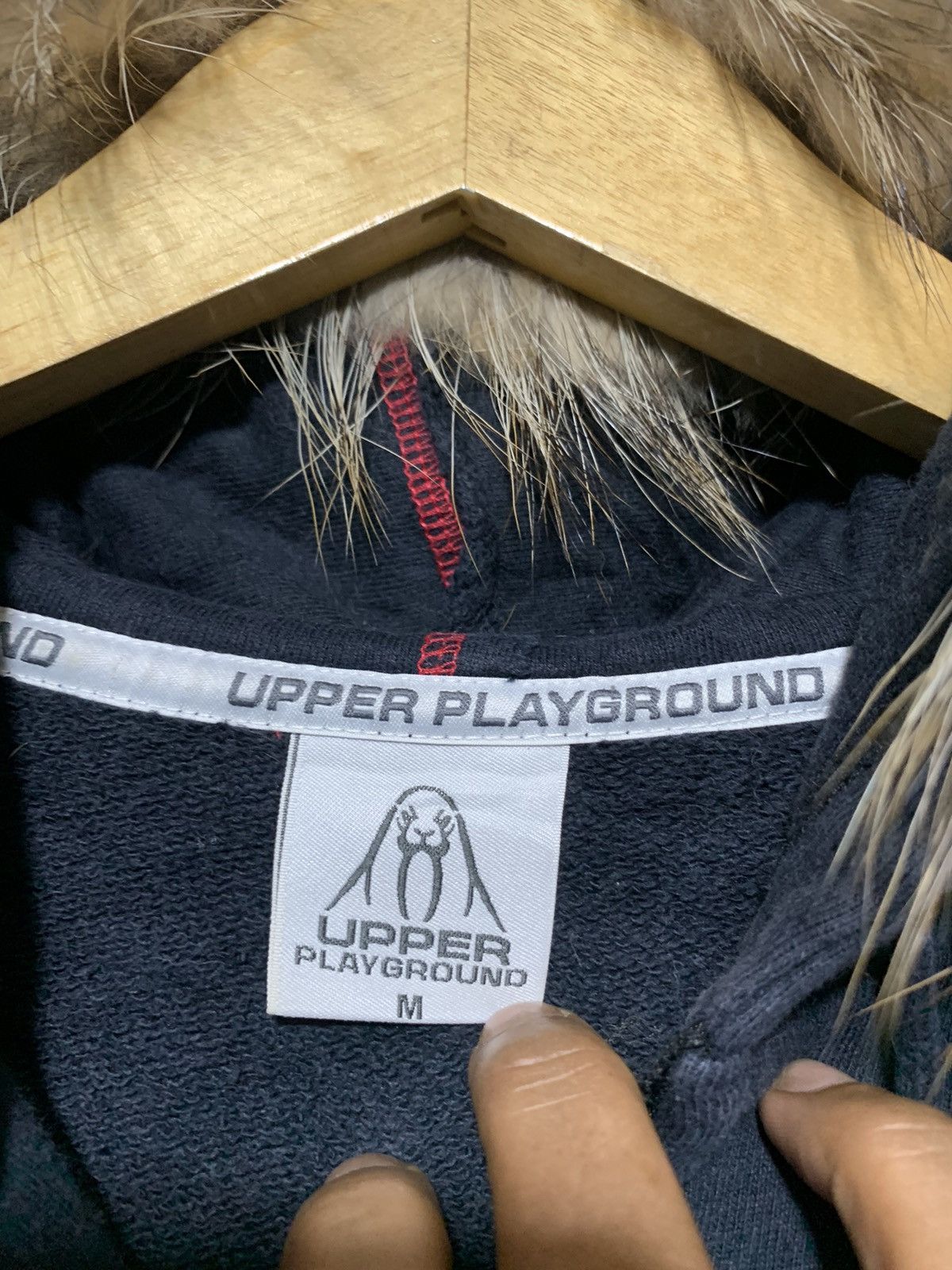 If Six Was Nine × Le Grande Bleu (L.G.B.) × Upper Playground Vtg Upper Playground distressed nightmare fur hoodie Size US L / EU 52-54 / 3 - 10 Thumbnail
