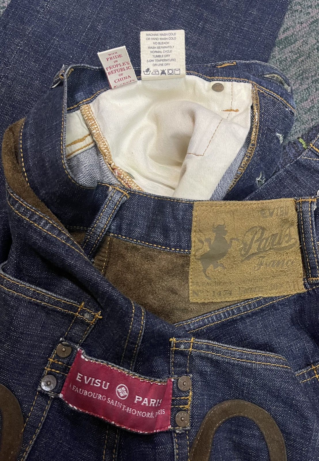 Designer × Evisu RARE EVISU PARIS YAMANE SUEDE SEA GULL SELVEDGE JEANS Size US 31 - 13 Thumbnail