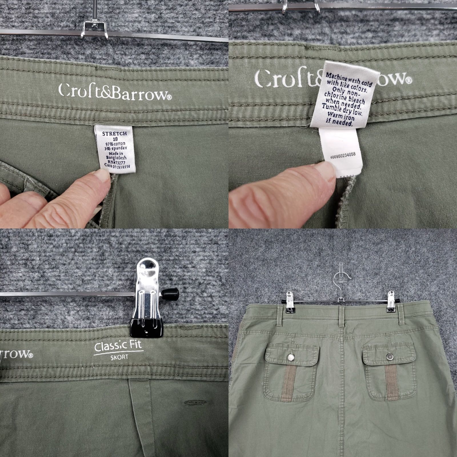 Croft & Barrow Croft & Barrow Skort Womens 18 Plus Green Short Skirt Stretch Comfort Pockets Zip Button Casual Travel Summer Spring Fall Plus Womens Green Skort 18 Size 40" / US 18 - 8 Thumbnail