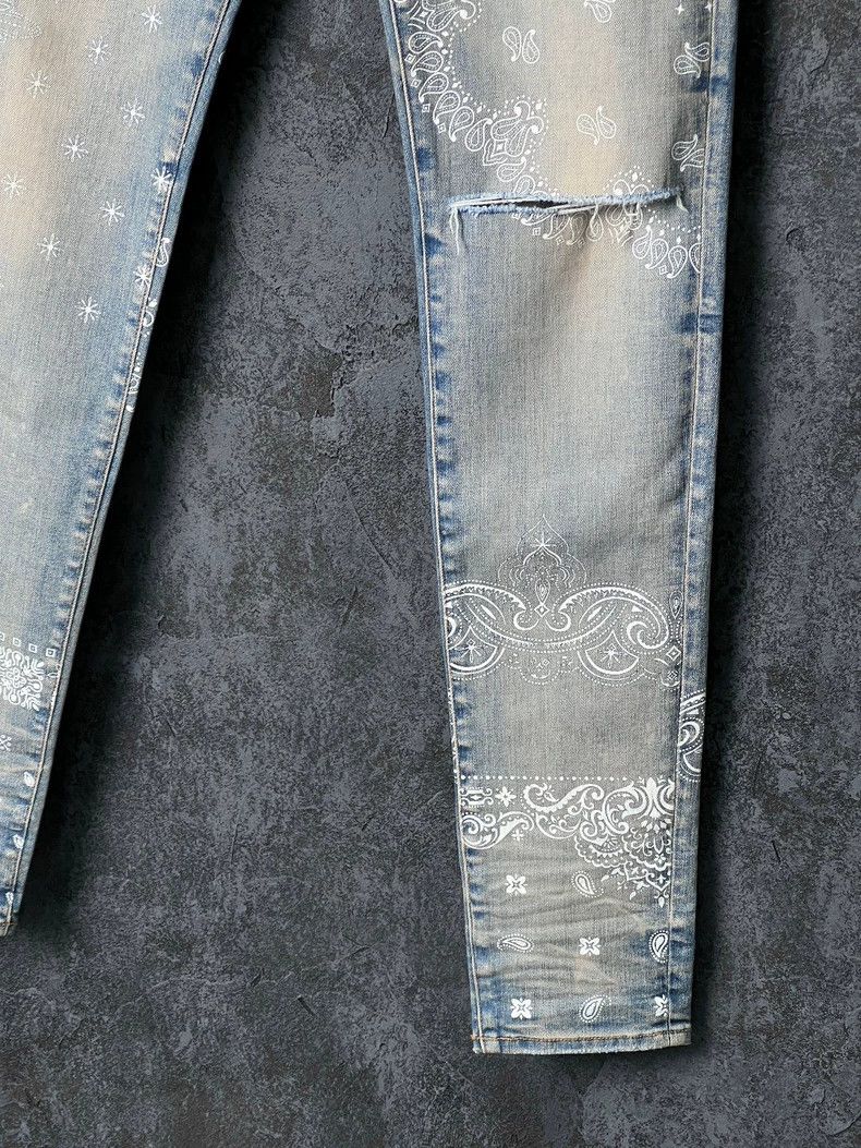 Amiri Amiri Blue Totem Print Denim Pants Size US 31 - 7 Thumbnail