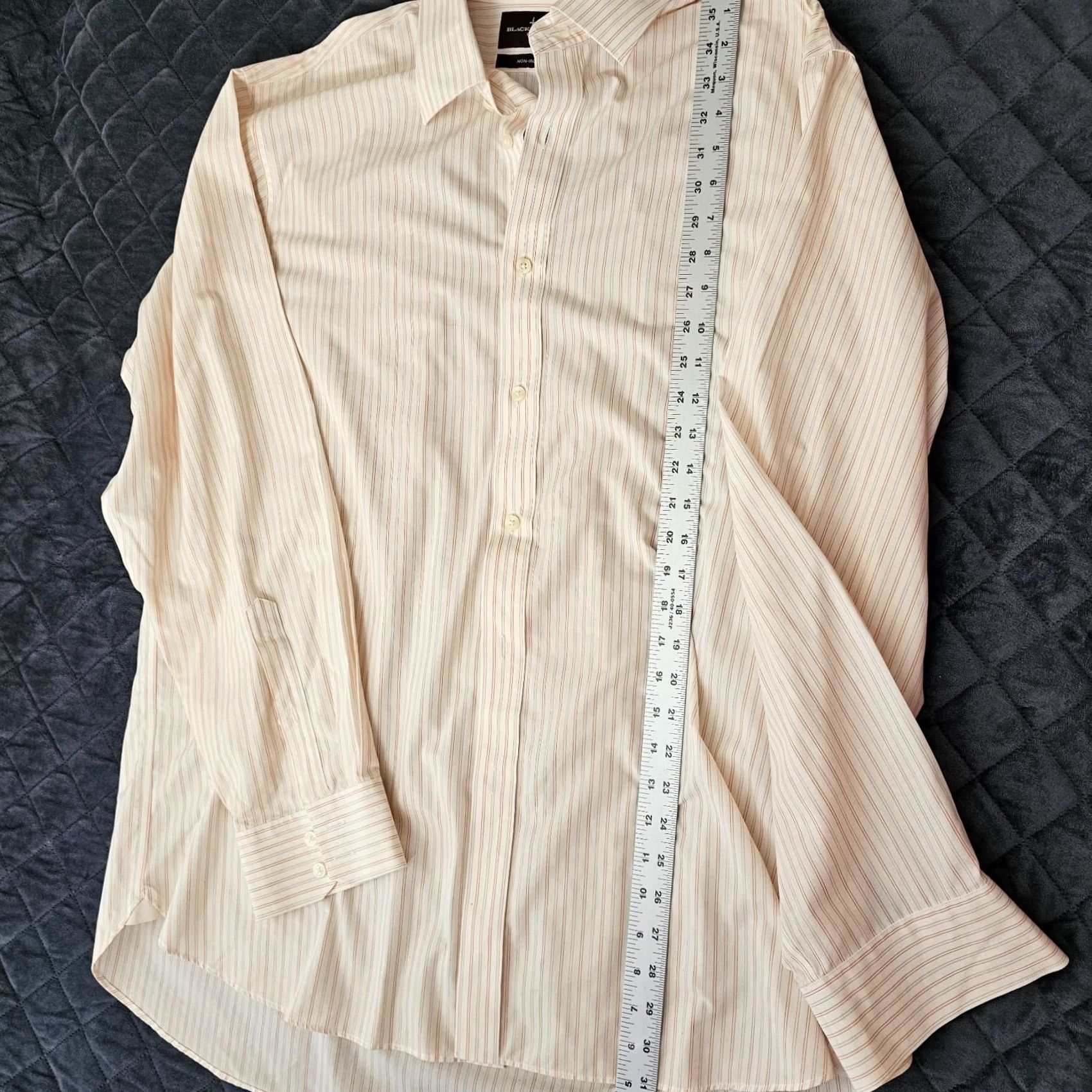 Vintage Black Brown 1826 Dress Shirt Striped Non Iron 17.5 36/37 White 100% Cotton Classic Mens Long Sleeve Button Collar Barrel Cuff Size 48R - 4 Thumbnail